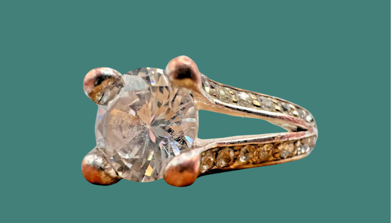 CZ SOLITAIRE ROUND SPLIT SHANK CHANNEL SET ENGAGEMENT PROMISE RING SZ 7