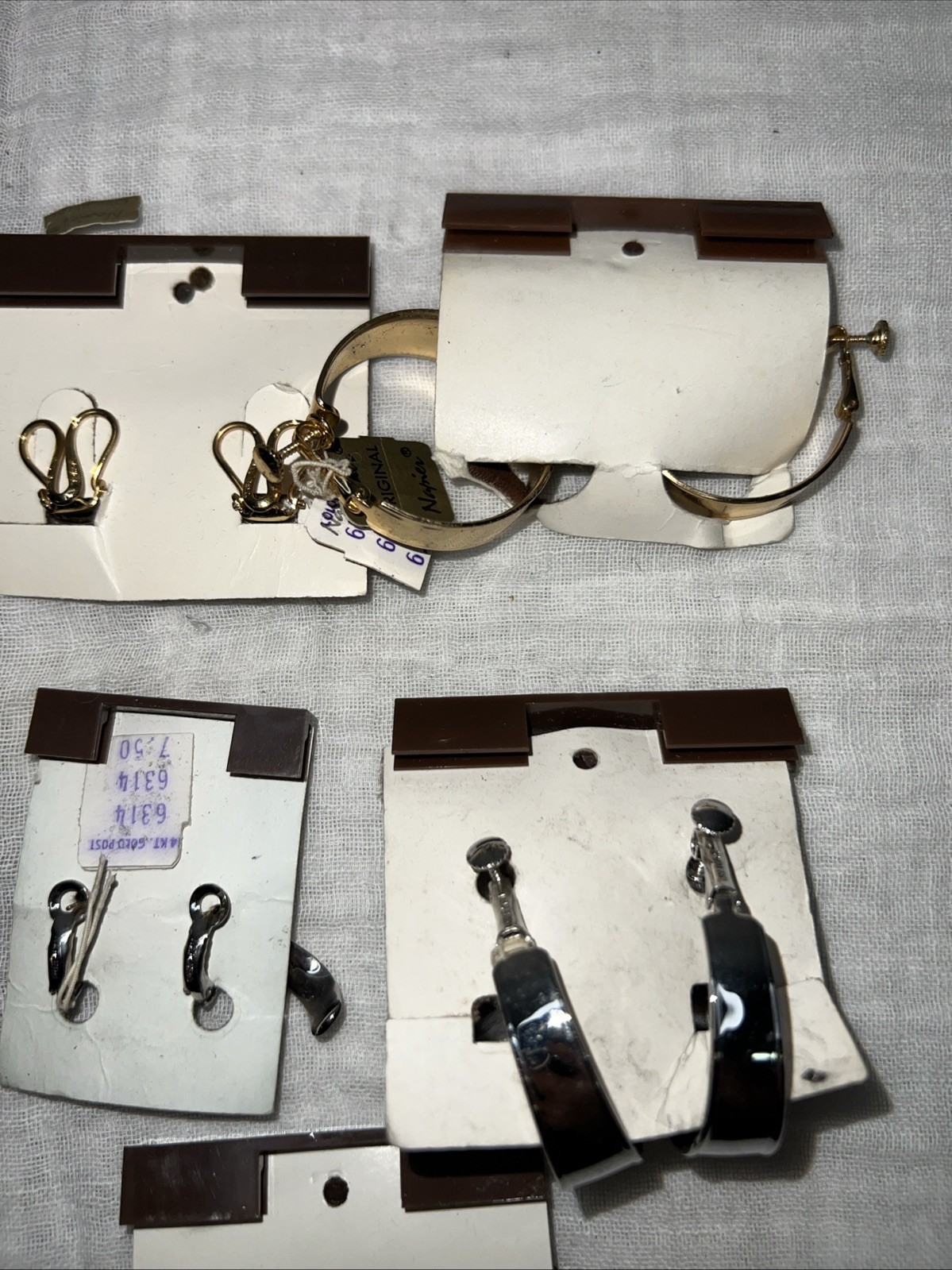 VTG NOS Napier 13 Pr Clip On Earrings Lot Gold Silver Tone Modernist 1978-85