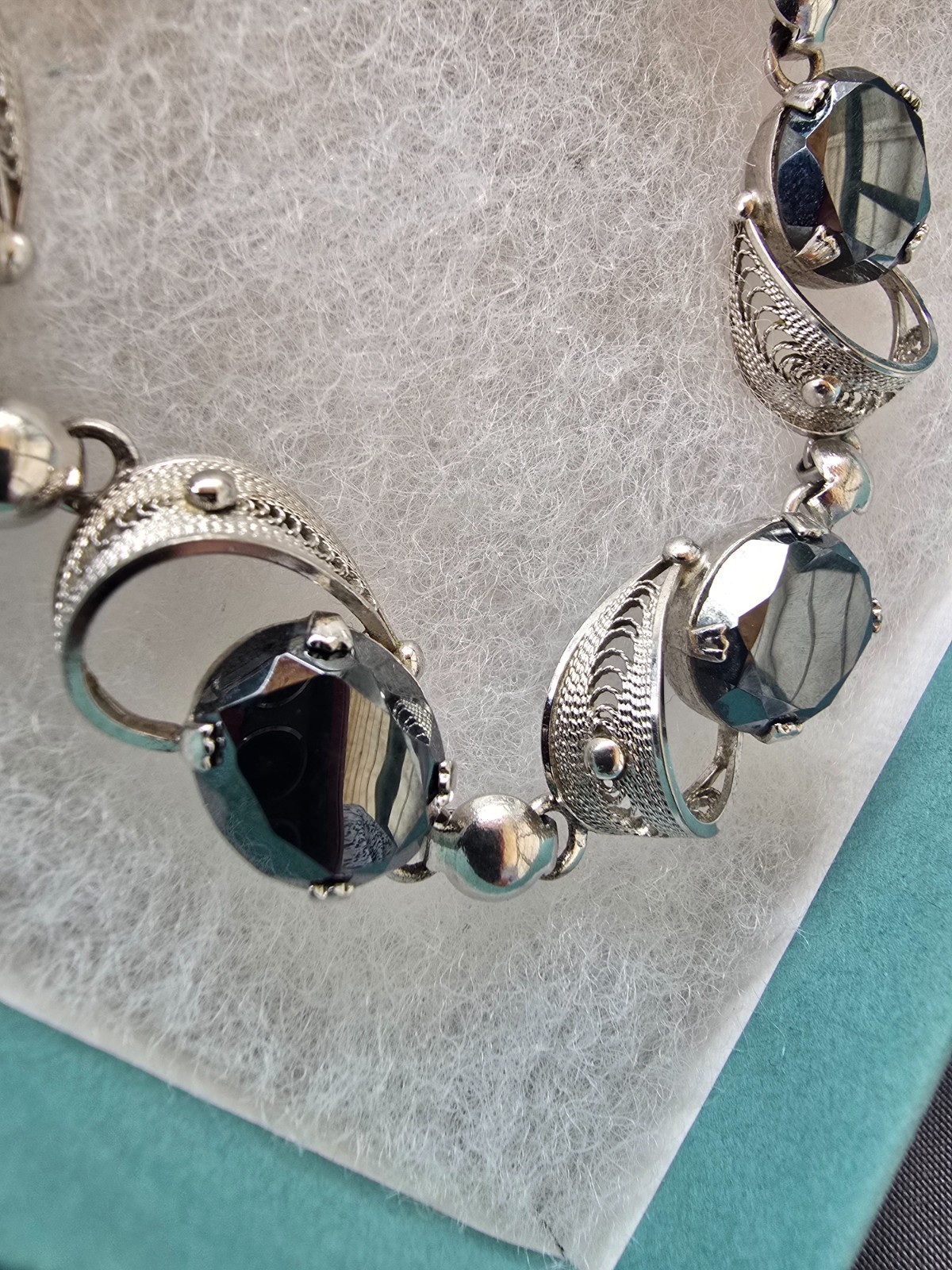 Vintage Sorrento Sterling Silver Black Hematite Bracelet Necklace Earrings