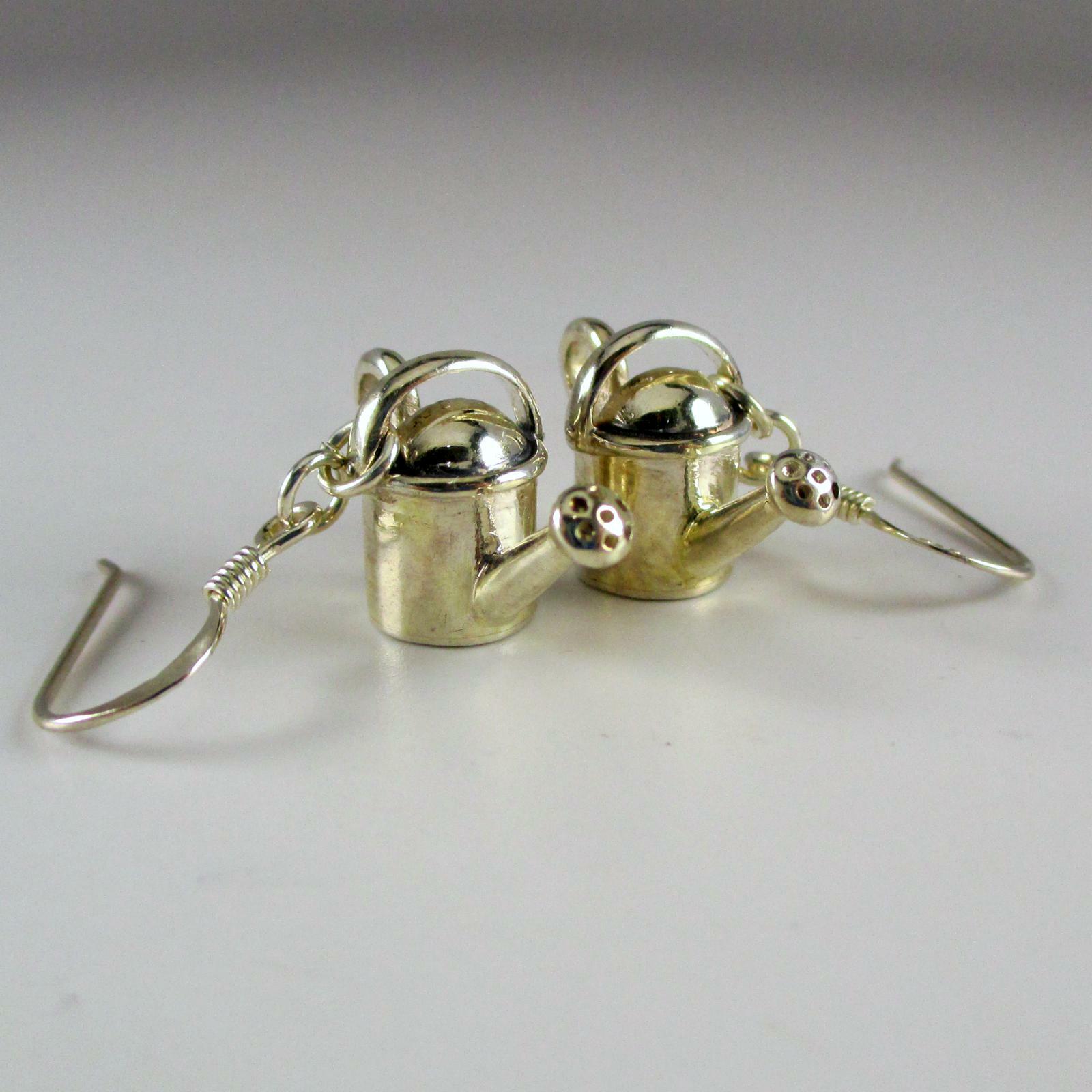 Sterling Silver Watering Can Earrings Dangle Drop Gardener Gift Vintage New BCS
