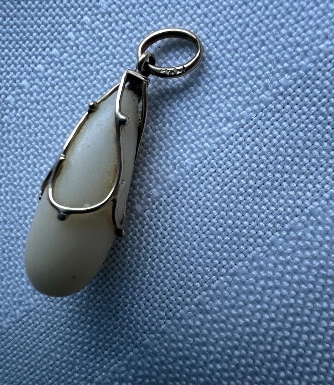 Vintage Design Carved White Coral Or Material Pendant 14k Bale For Scrap Or Wear