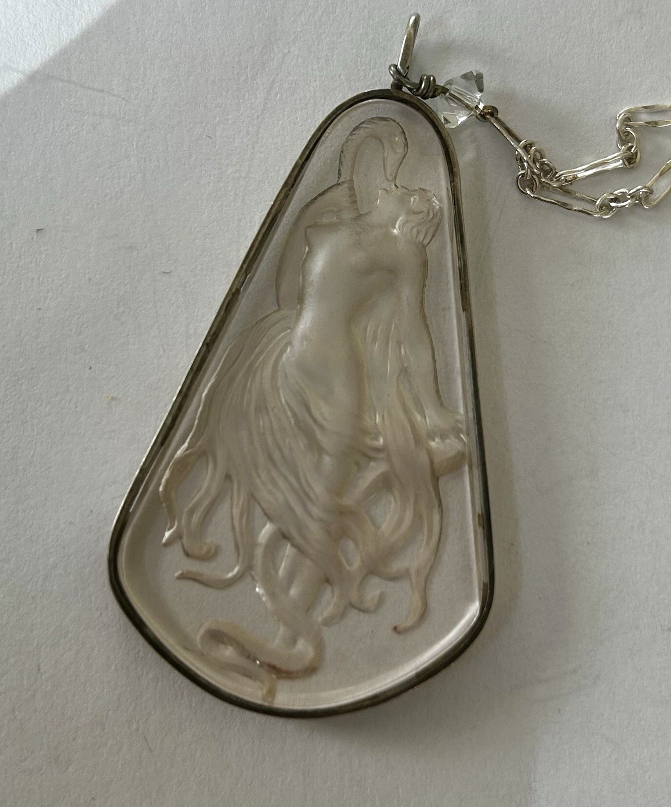 RARE Intaglio West German, Lalique? Leda and The Swan Pendant Unknown Maker