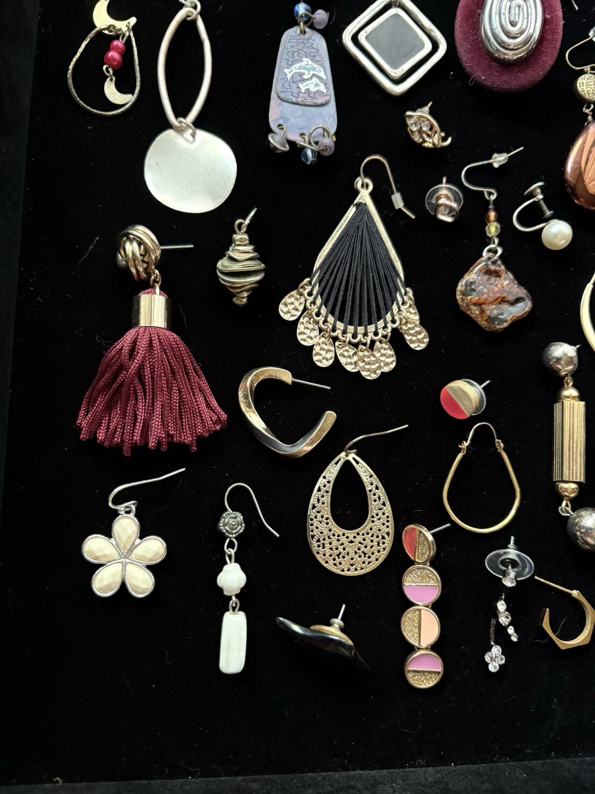Vintage Single Earring Lot 44 Pieces Craft Repurpose Some Signed Rhinestones #3