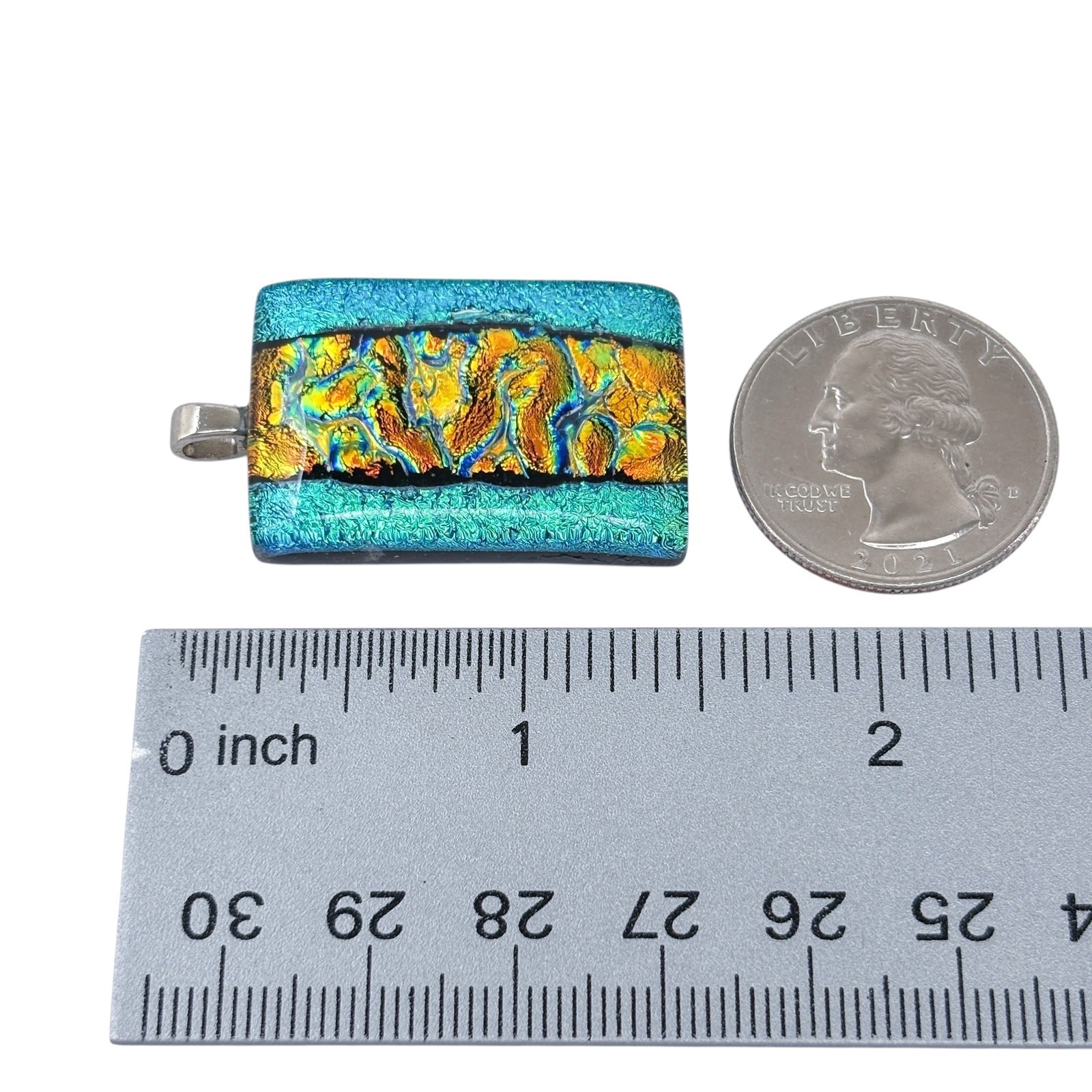 Vintage Sterling Silver 925 | Blue Gold Swirl Dichroic Glass Pendant