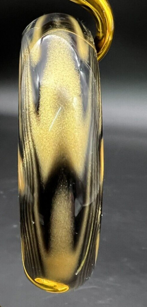 Vintage Black and Gold Metallic Swirl Bakelite Bangle Bracelet Tested 30g
