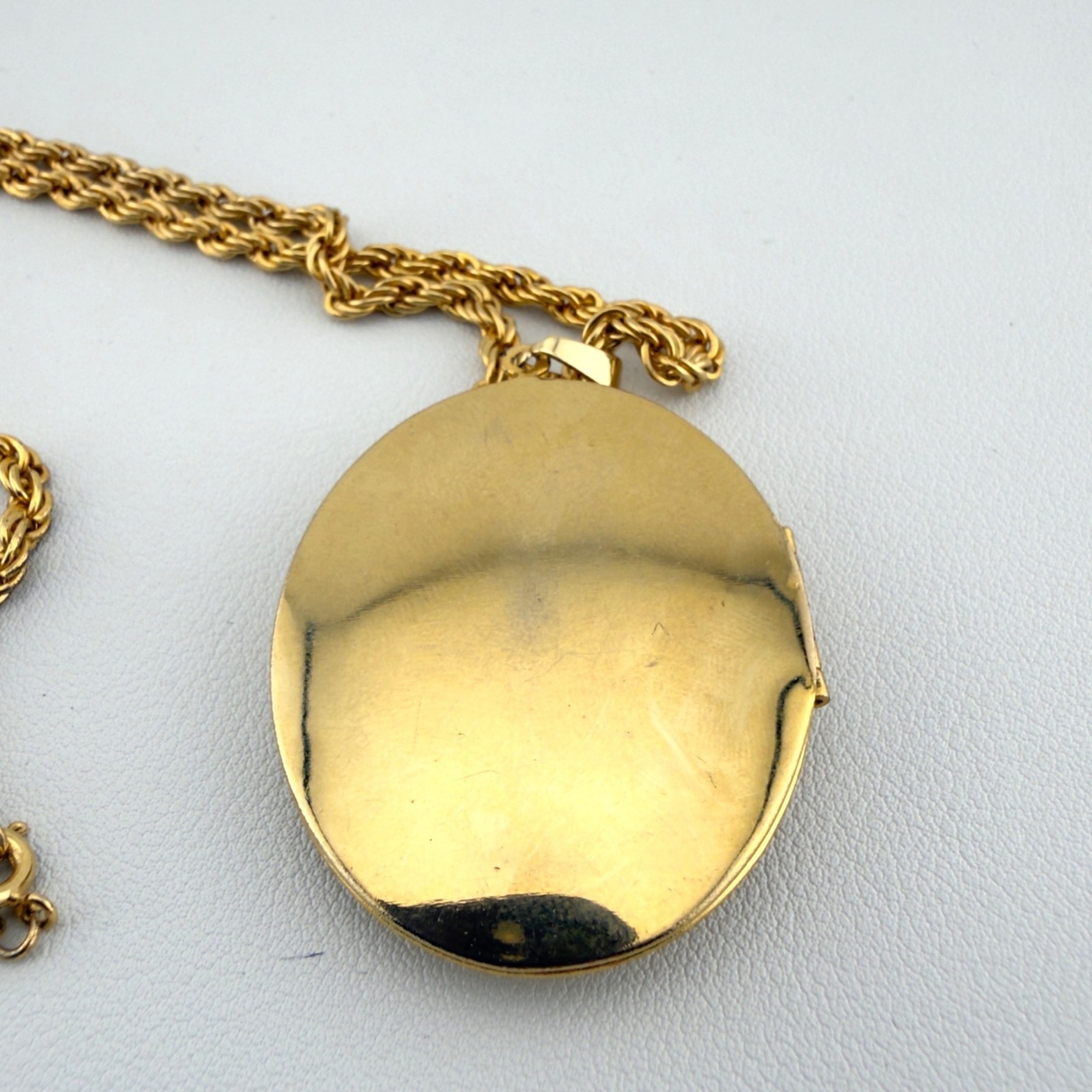 Vintage Large Oval Locket Necklace Set of 2 Gold Tone Silver Tone