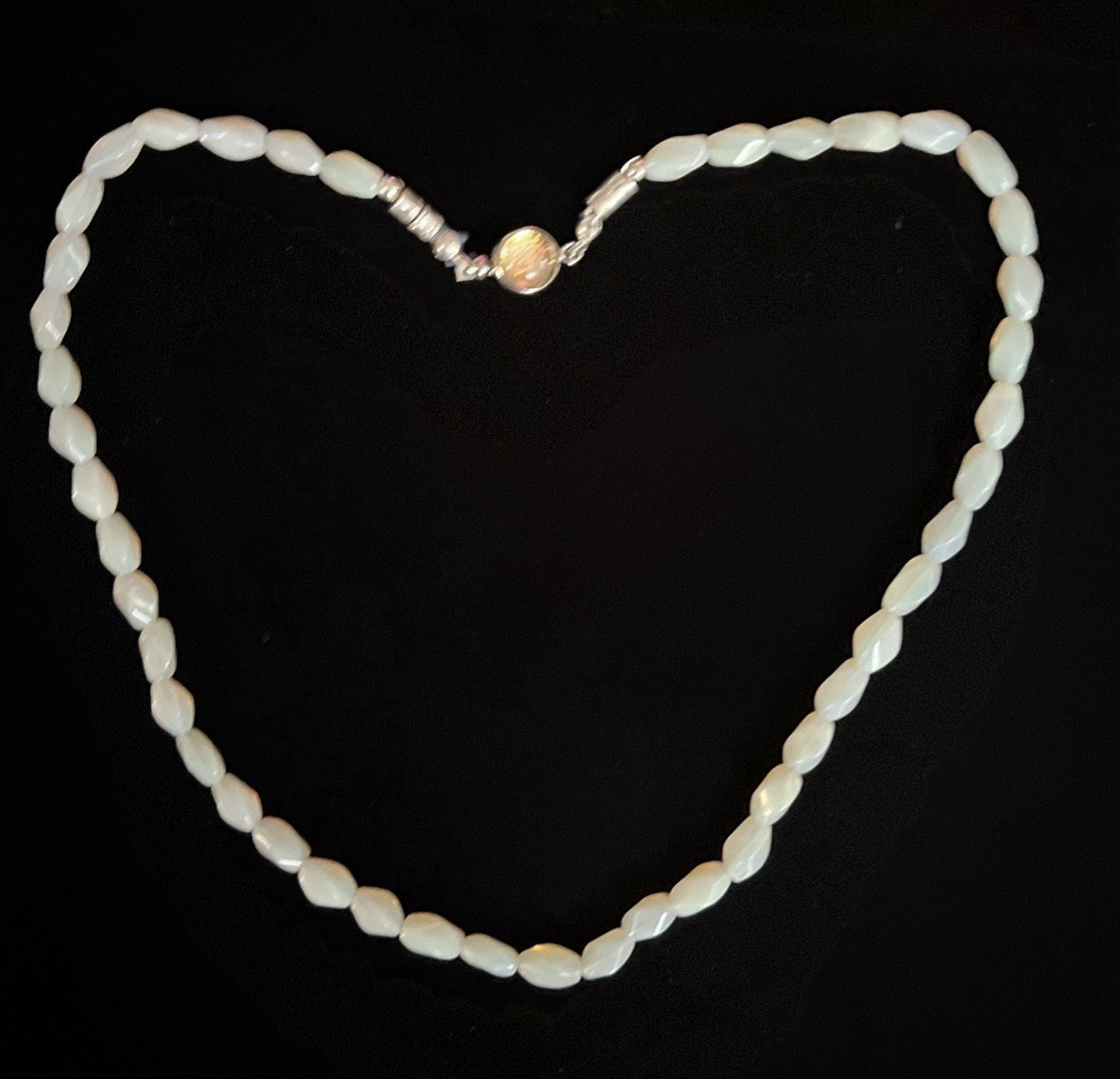 Vintage Australian Opal Bead Necklace 17” Silver Clasp Good Quality Opal Beads