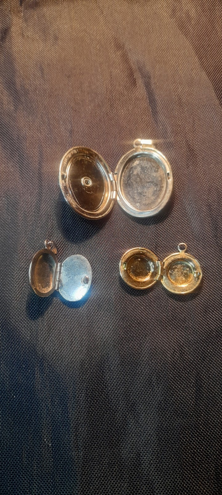 3 Vintage Antique Lockets Pendants Lot