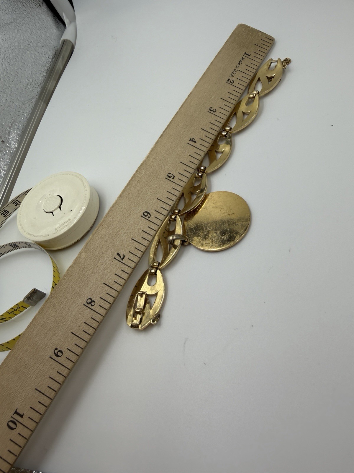 Vintage Bracelet Monet Textured Oval Chain Link Goldtone As IS 8 in Charm H1