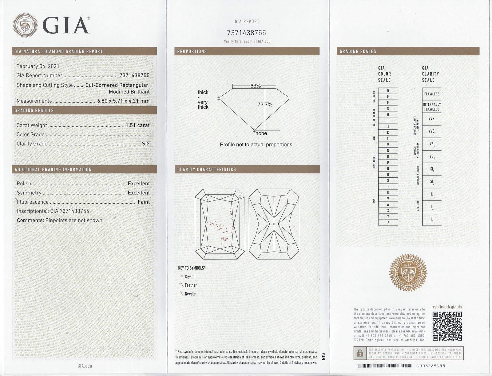 1.5 CARAT RADIANT CUT DIAMOND GIA CERTIFIED J SI2 NATURAL LOOSE ENGAGEMENT 1.5ct