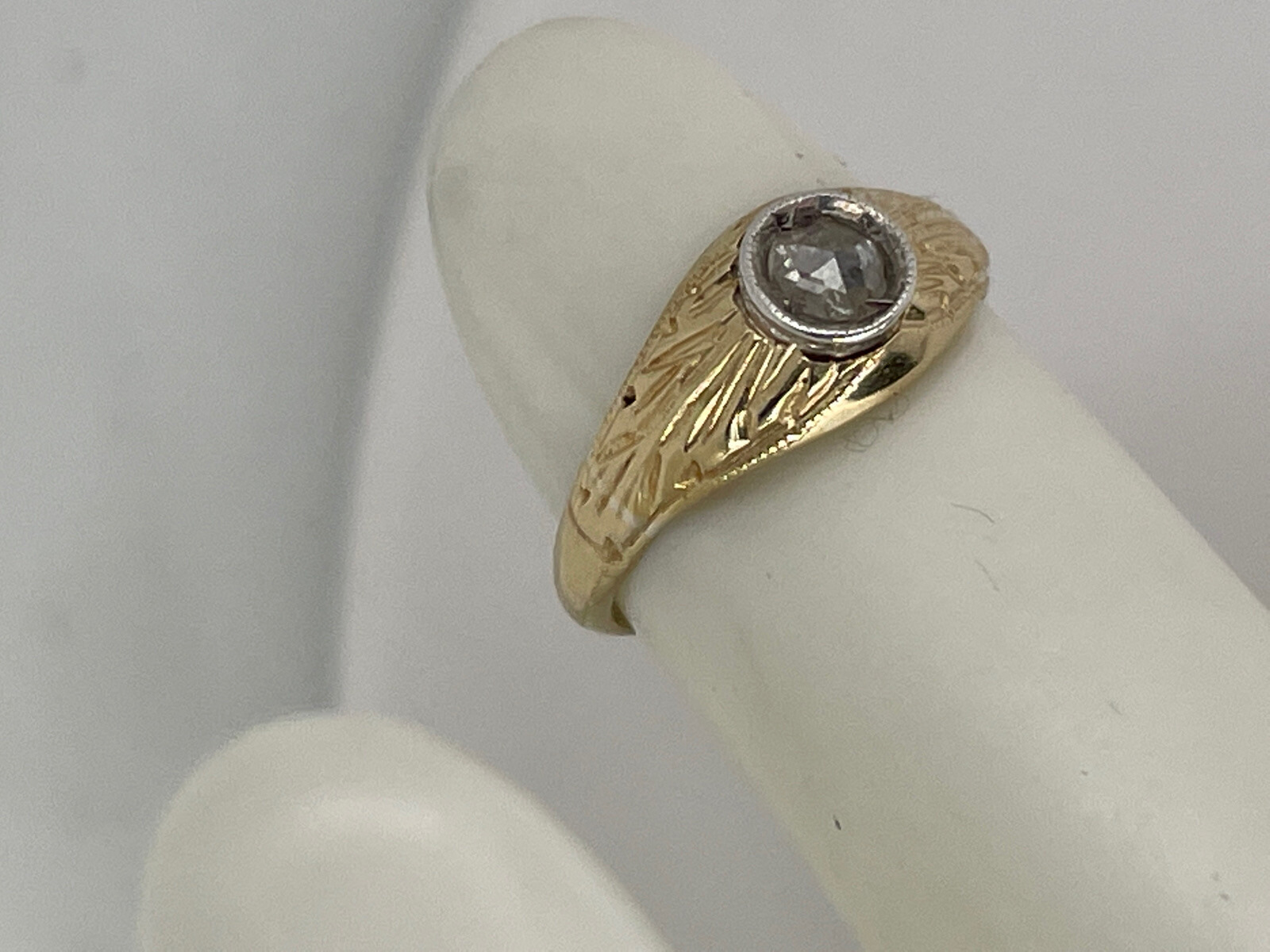 Vintage 14k Yellow Gold .06 Ct Rose Cut Diamond Baby Ring Size 1/2 – 1.4 Grams
