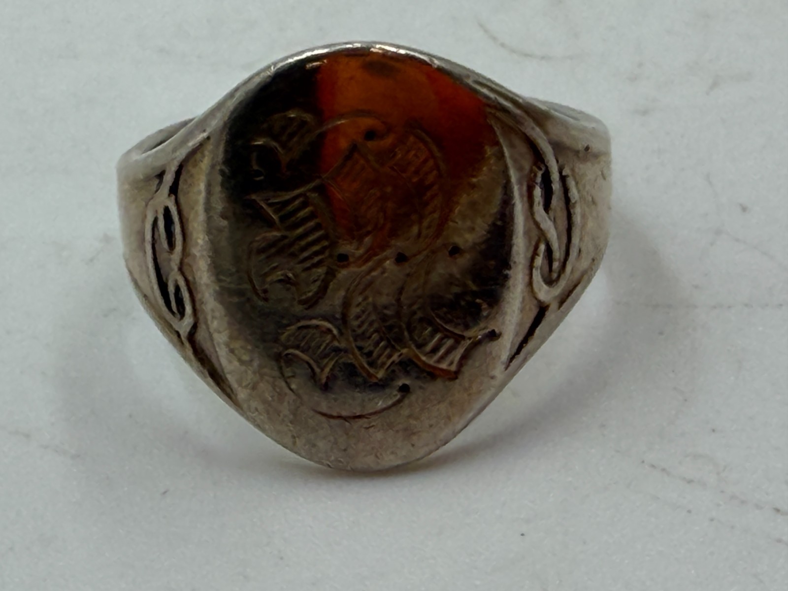 Vintage Sterling Silver Ring Boy Scouts BSA Signet Knot Monogram Size 6 1949