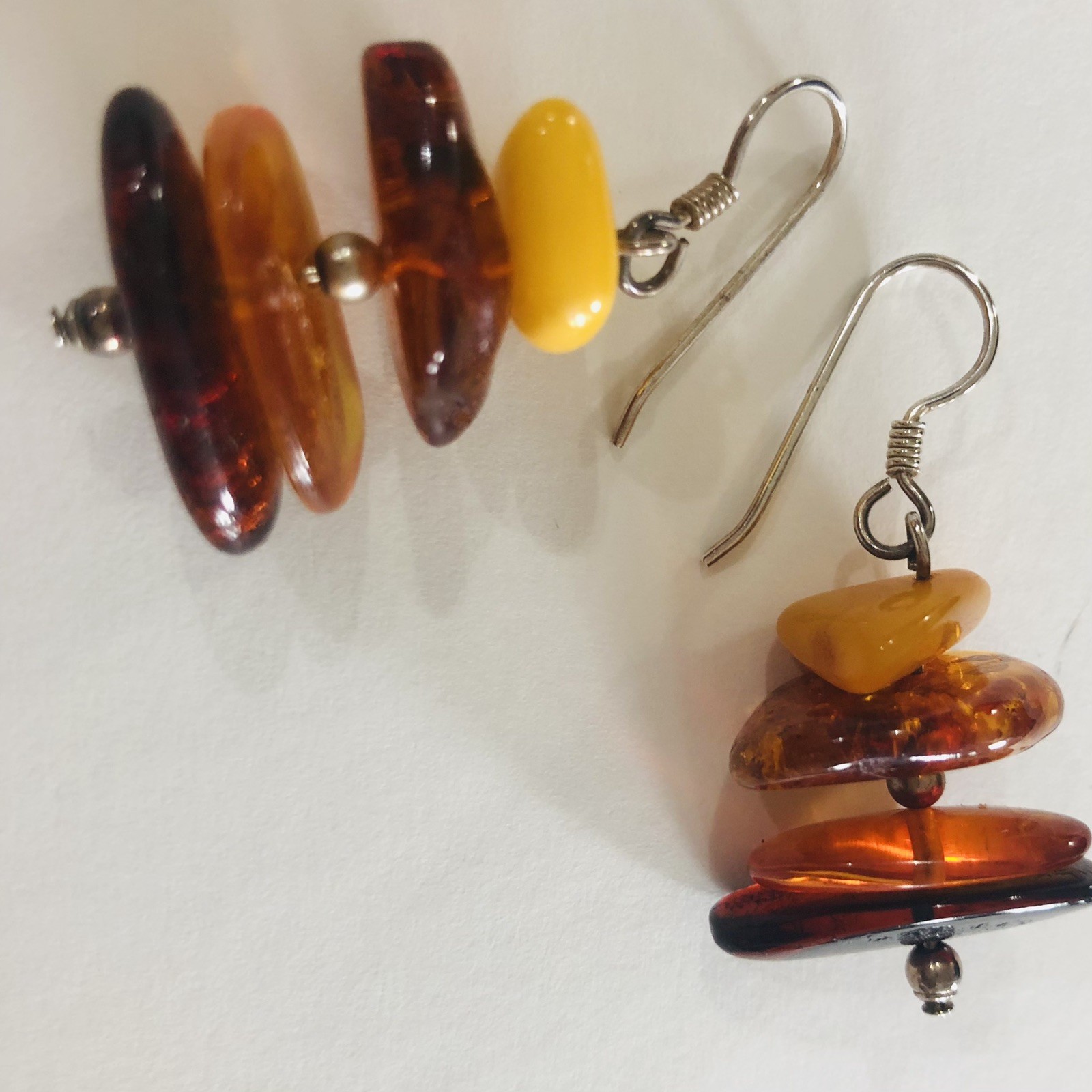 SILPADA W1015 Sunset Stack Baltic Amber Earrings Sterling Silver 925 Retired C