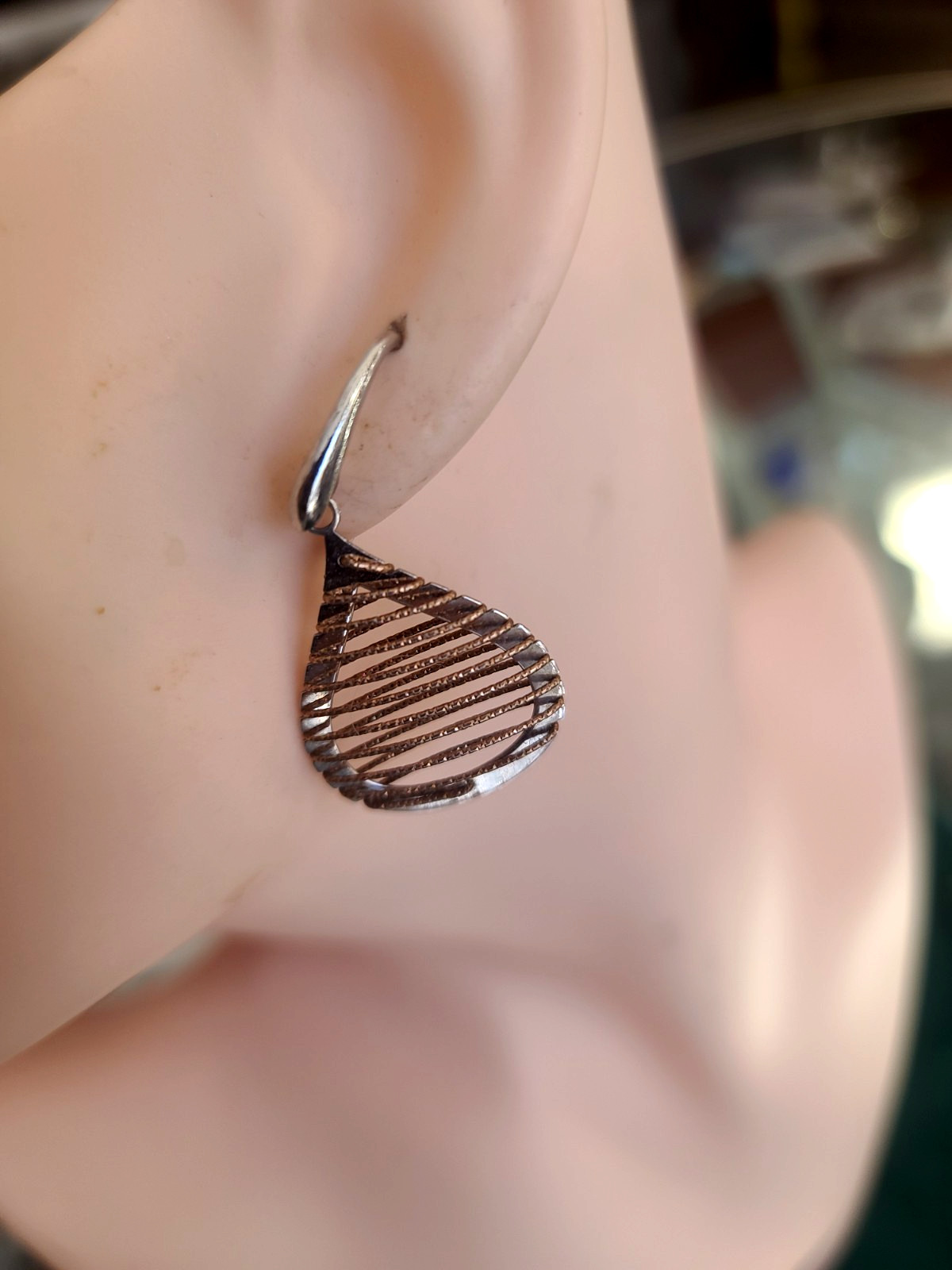 UNWORN Dazzling AGI ITALY STERLING SILVER Gold Wire Wrapped Dangle Earrings