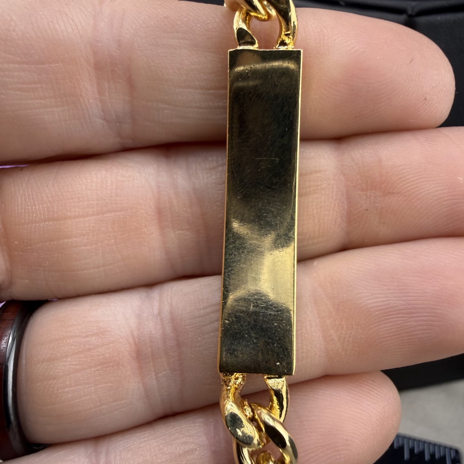 Vintage ID Bracelet Gold Tone Blank 7”
