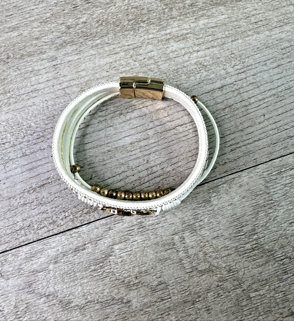 Double Circle Leather Wrap Bracelets Trendy Boho Cuff Bracelet Beads Rhinestone