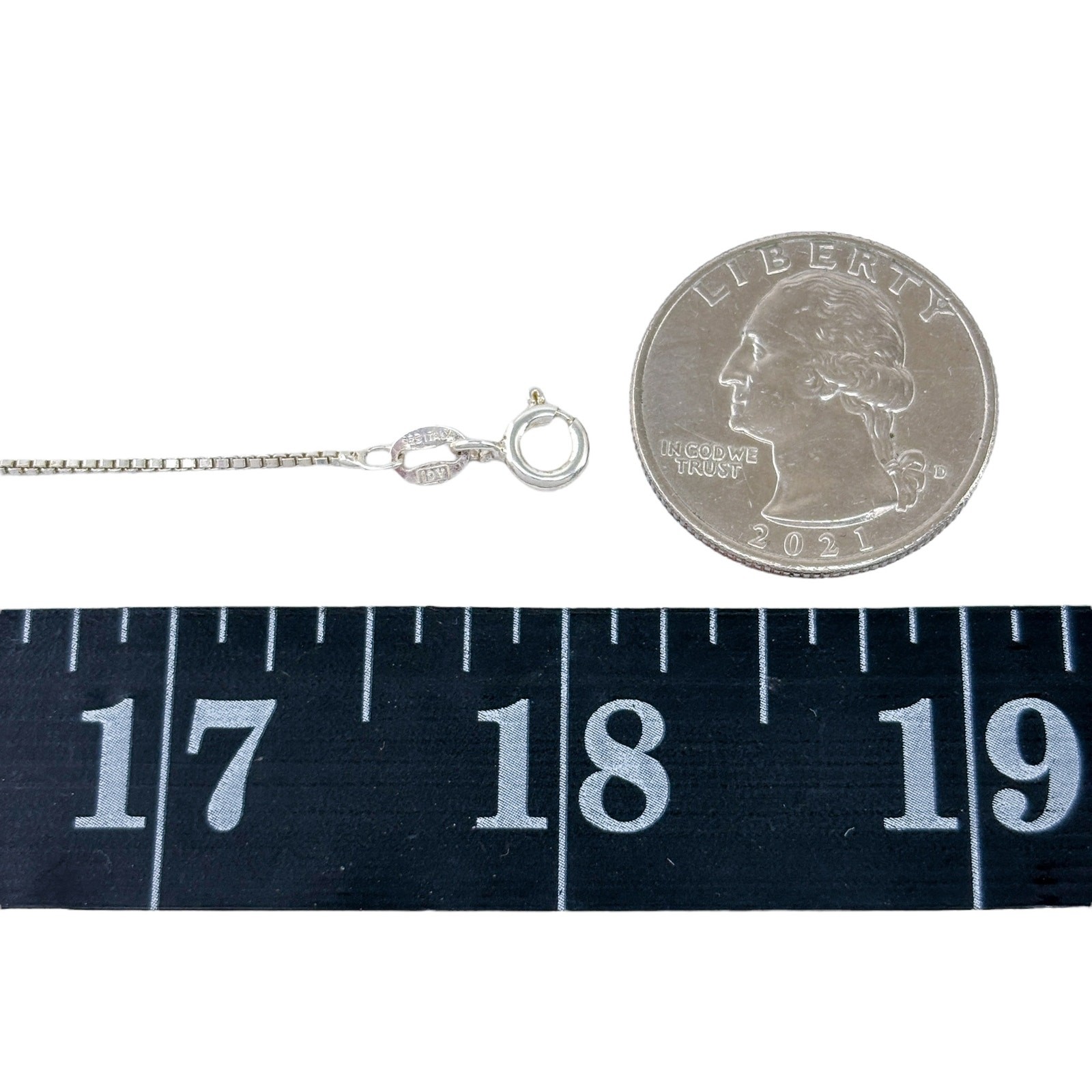 Vintage Italy Sterling Silver 925 Box Chain Necklace 18″