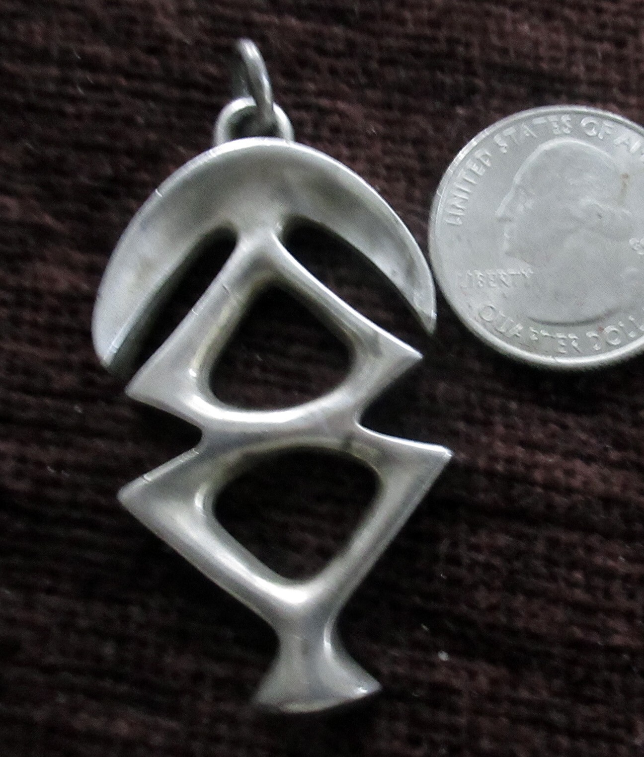 UNIQUE ABSTRACT CAST STERLING PENDANT, 2 1/4 INCHES, by DB