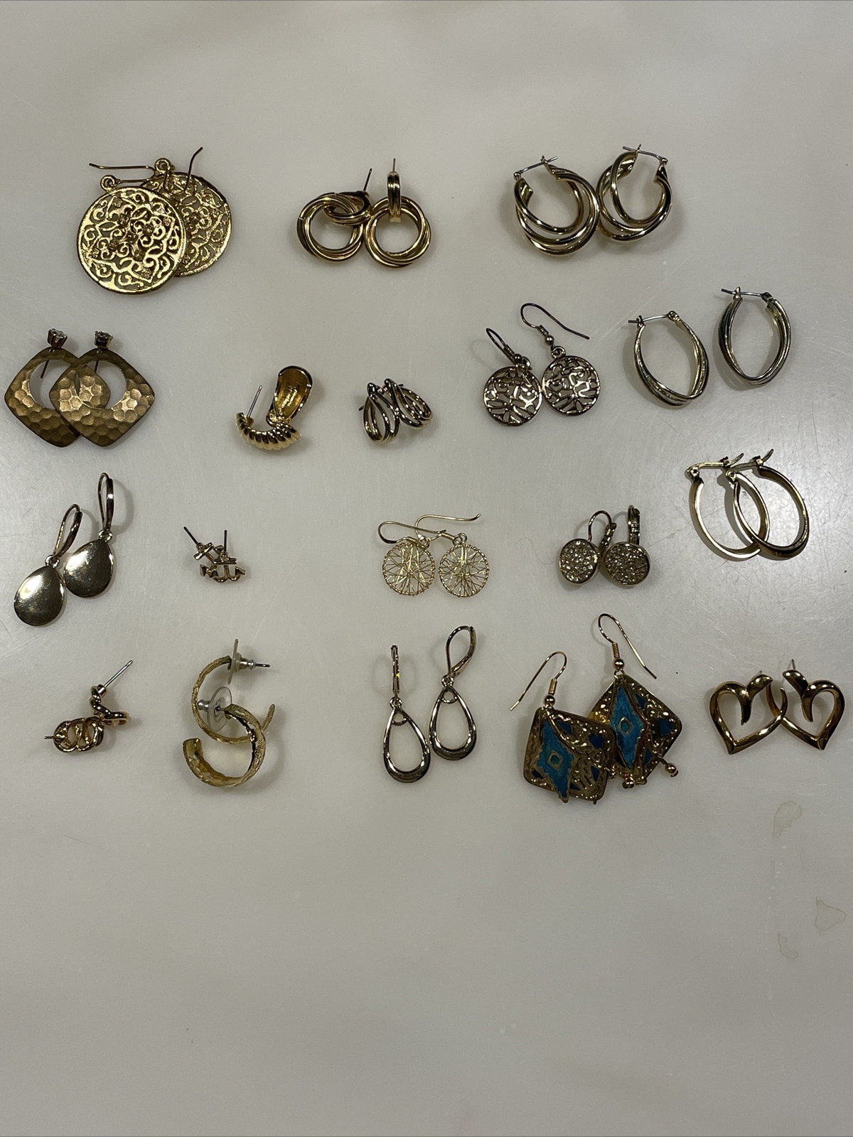 Lot Of 18 Pair Gold Tone Pierced Earrings Assorted Styles Sizes 1 Marked Monet