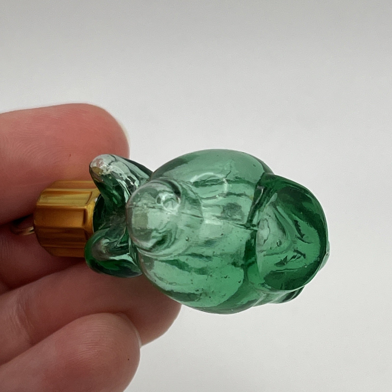 Vintage Max Factor Green Glass Rabbit Perfume Pendant