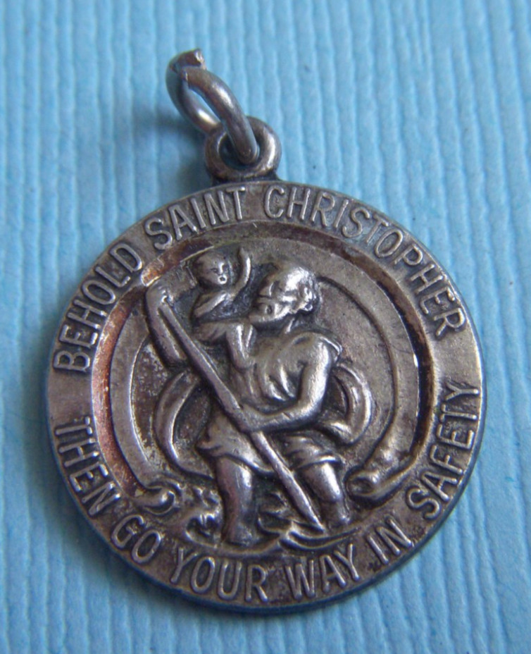 Vintage Wells St. Christopher Go Your Way in Safety sterling charm