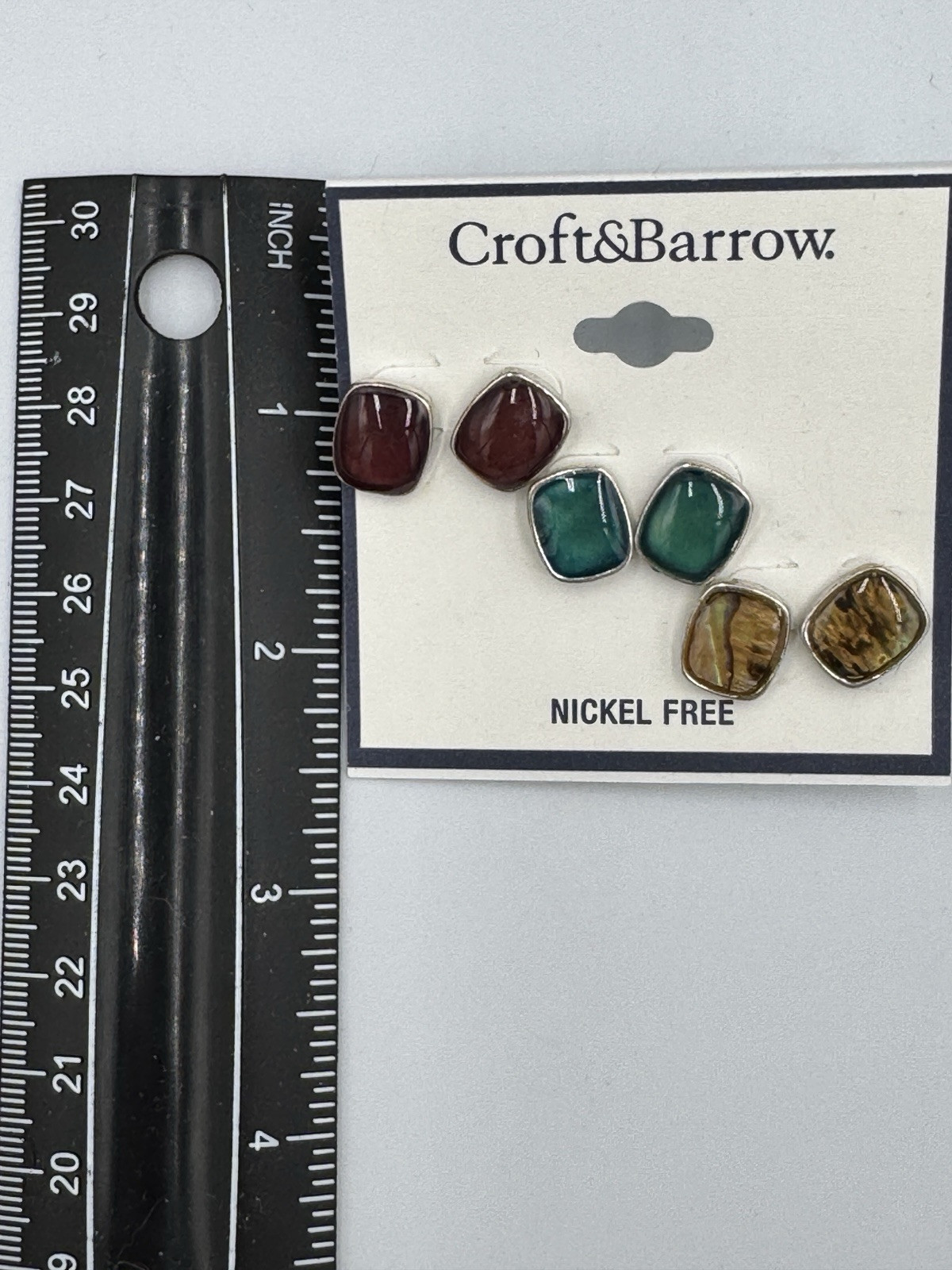 Croft & Barrow 3-Pair Stud Earrings Set Multicolor Nickel Free Giftable NWT