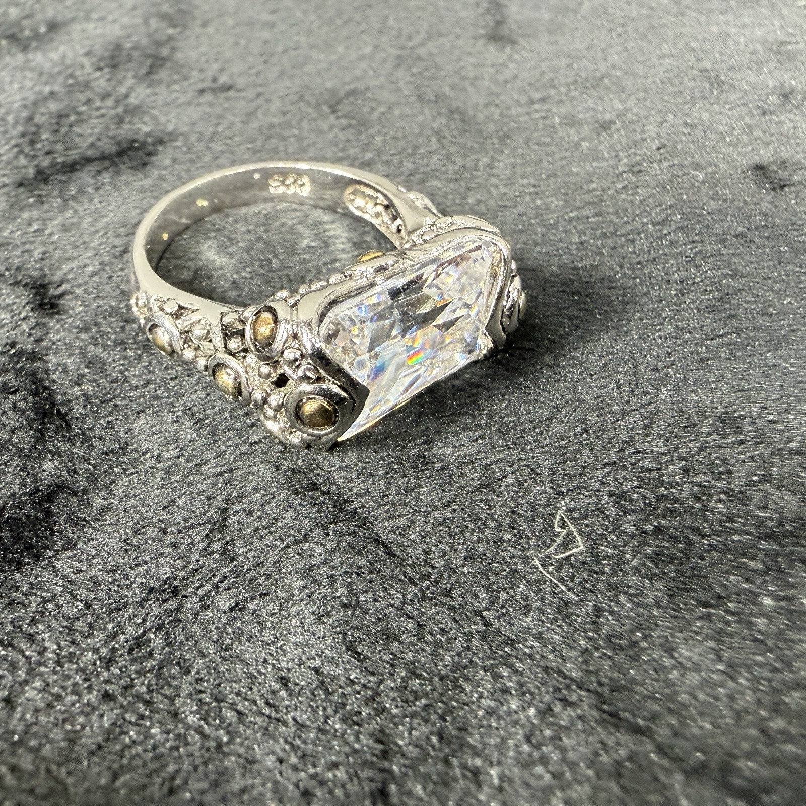 Vtg Sterling Silver Ring 8.25 Cubic Zirconia Medieval High End Jewelry Old Money