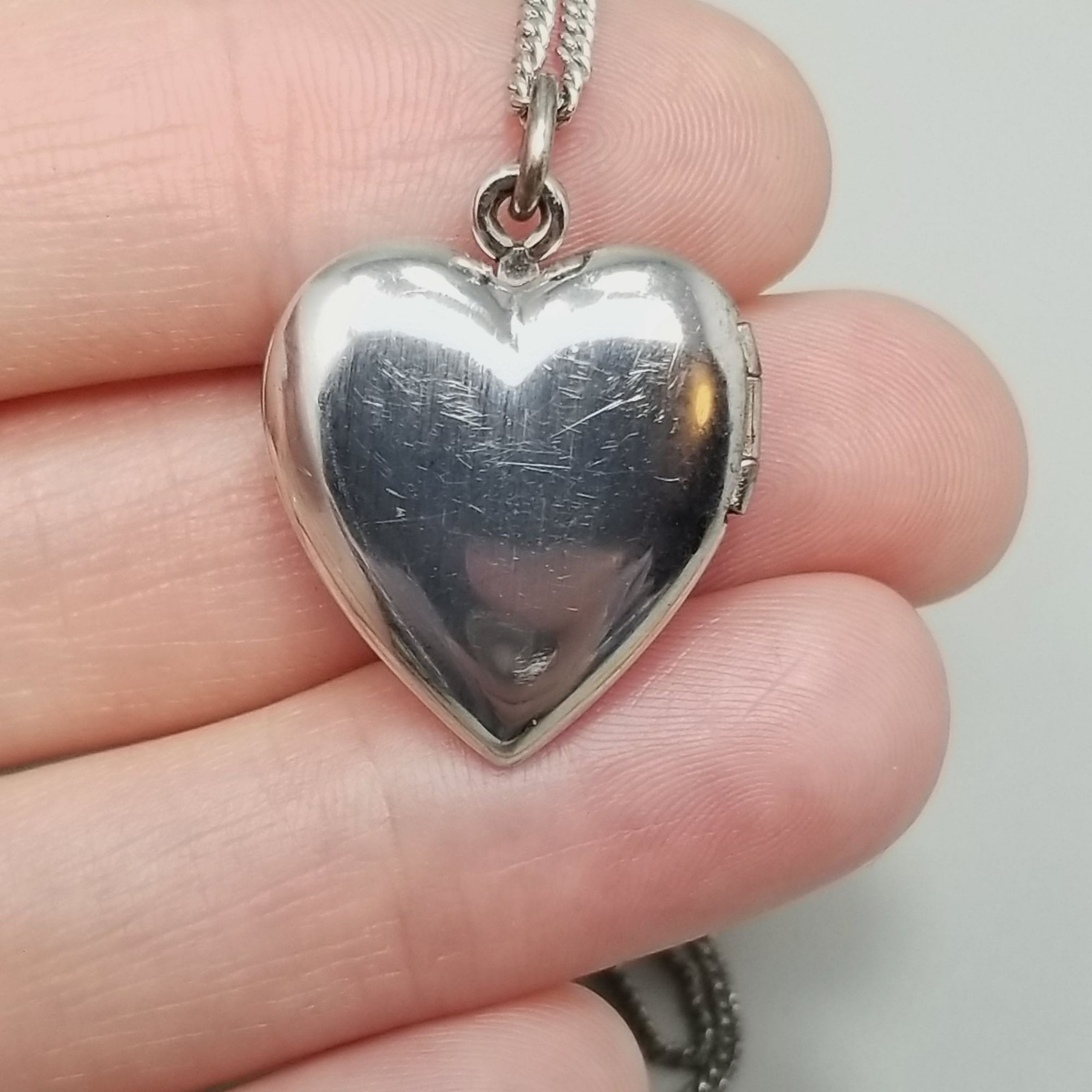 Vintage Sterling Silver Army Eagle Sweetheart Locket Pendant Necklace WWII