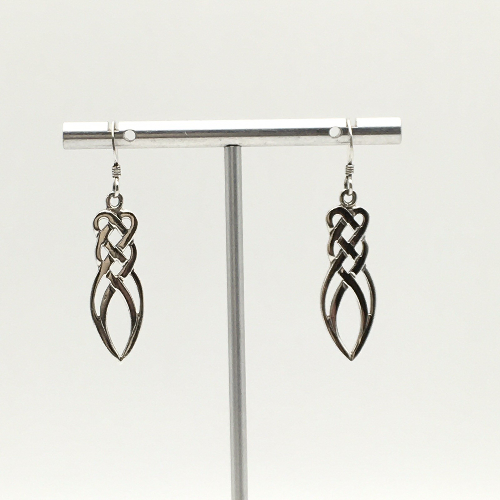 Vintage Sterling Silver Celtic Knot Hook Dangle Earrings Marked 925 3.1g #64