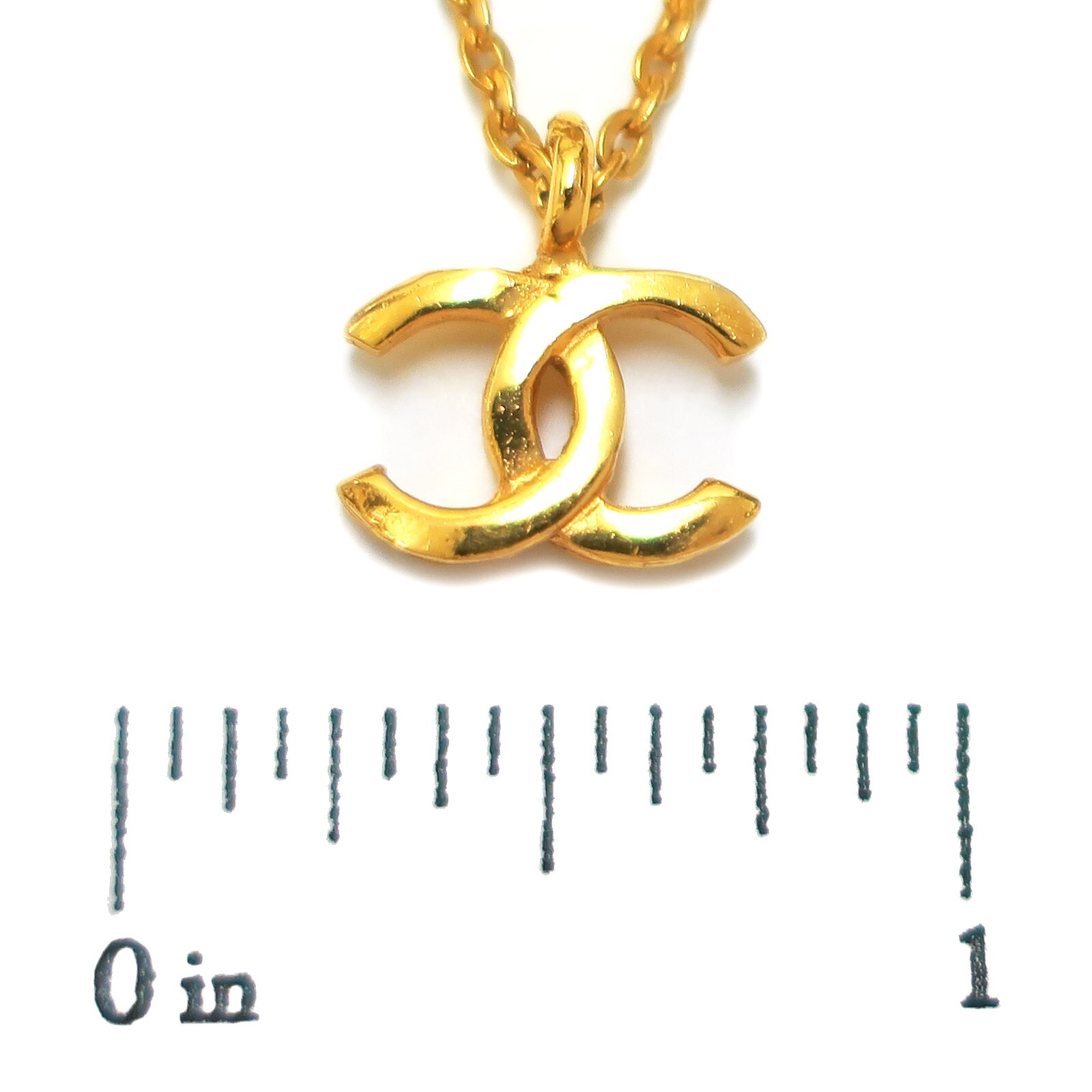 CHANEL Gold Plated CC Logos Charm Vintage Chain Necklace Pendant #588c Rise-on