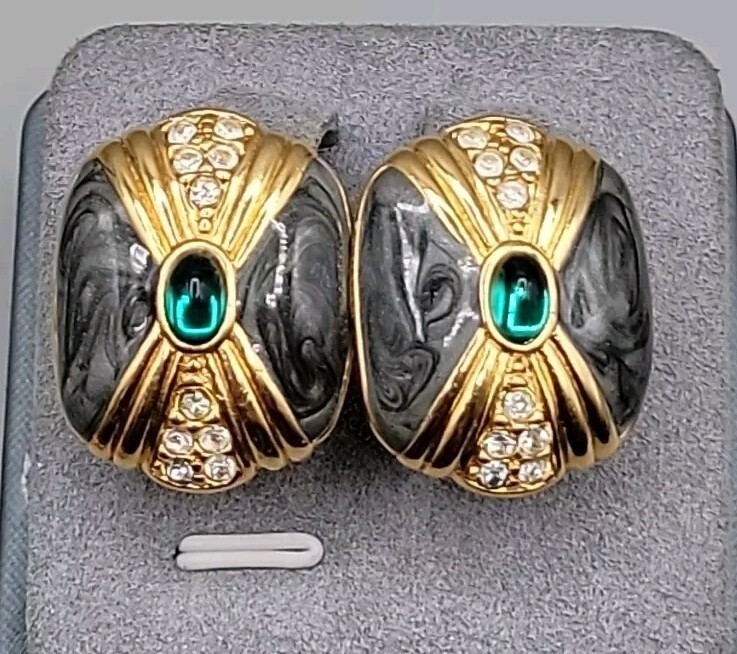 Vtg Kenneth Lane for Avon Duchess of Windsor Panther Collection Post Earrings