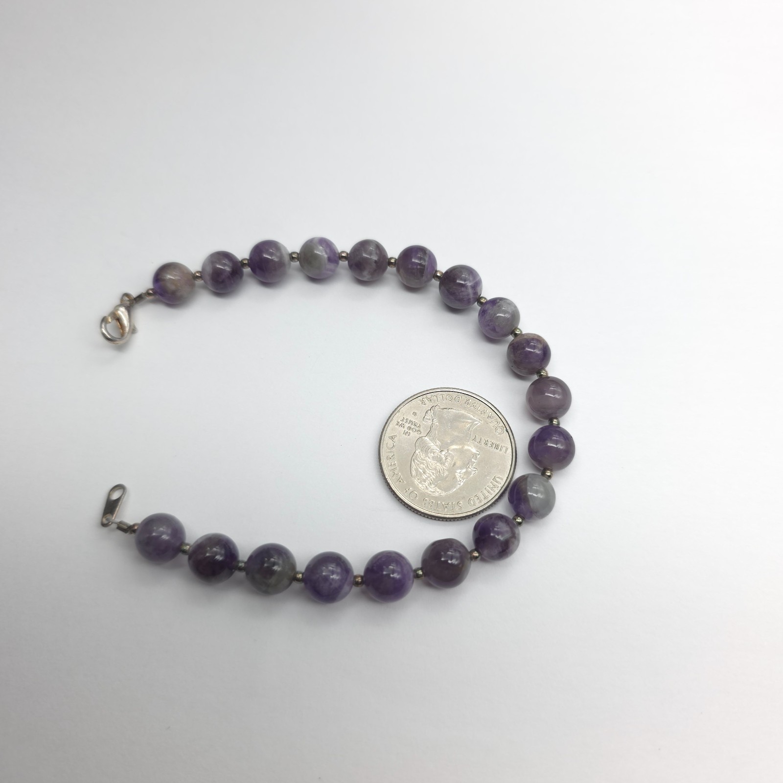Amethyst Gemstone Beaded 8 inches Bracelet Vintage