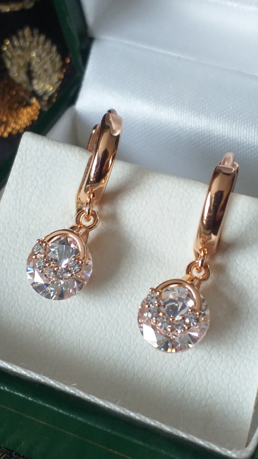 Vintage 1990-s 14 Ct Rolled Gold Zircons Earrings-Hallmarked 585 RG