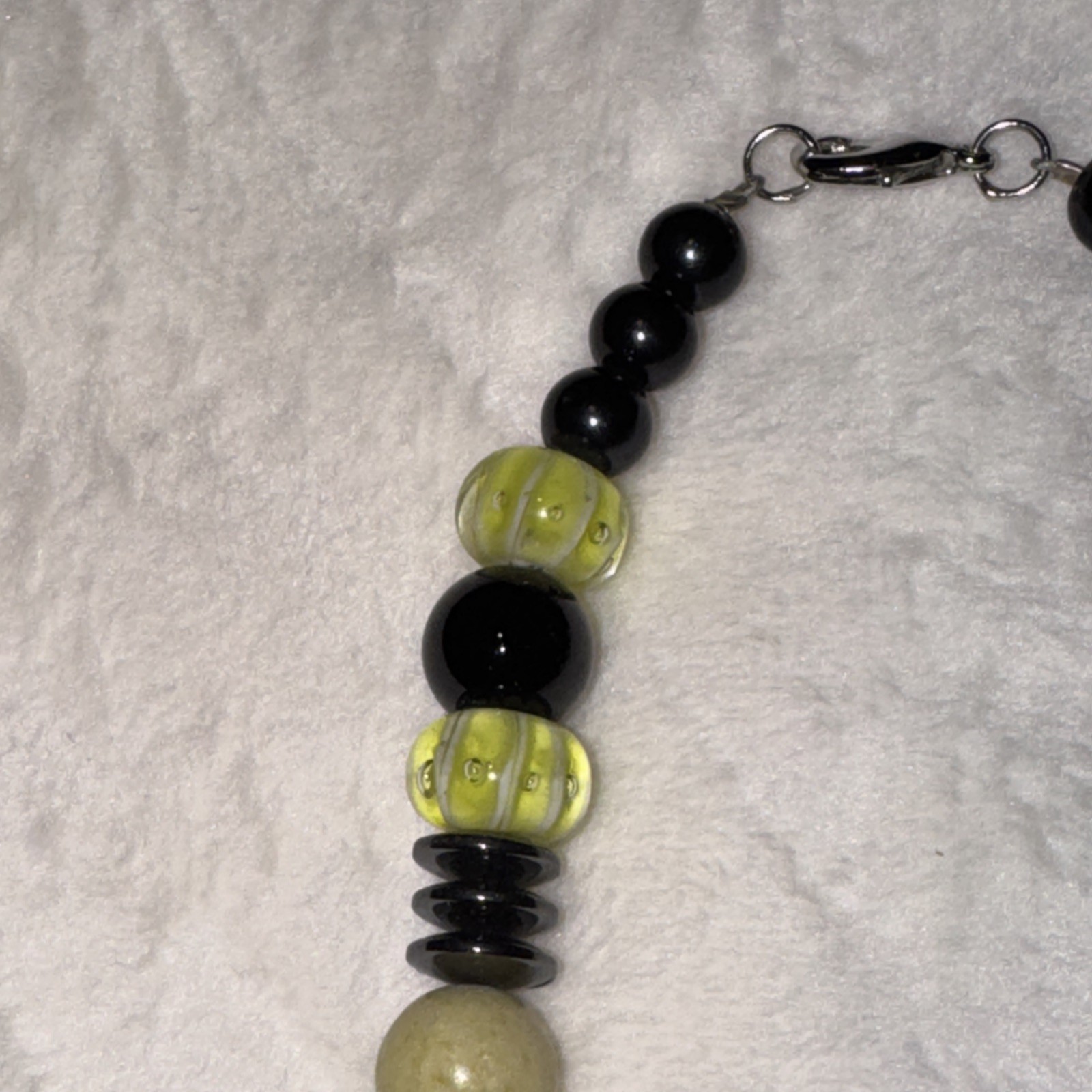 Vintage Handmade Multi Gemstone Including Jade And Black Onyx Necklace