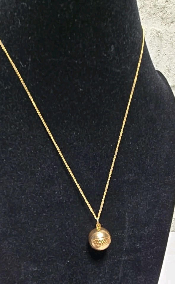 Vintage Gold Filled Basketball Pendant Charm with Chain Necklace 1940s era
