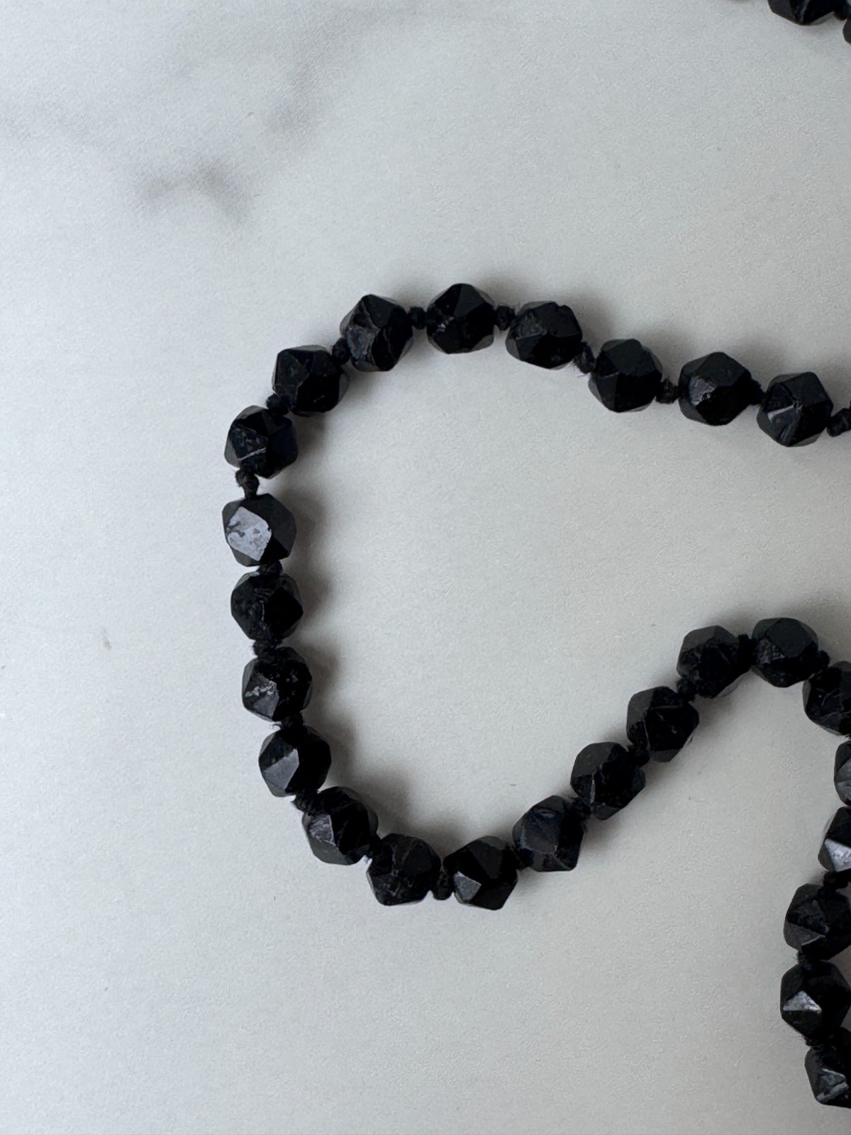 Antique Victorian Black Jet Mourning Fancy Bead ROPE Necklace, Repair NEEDED
