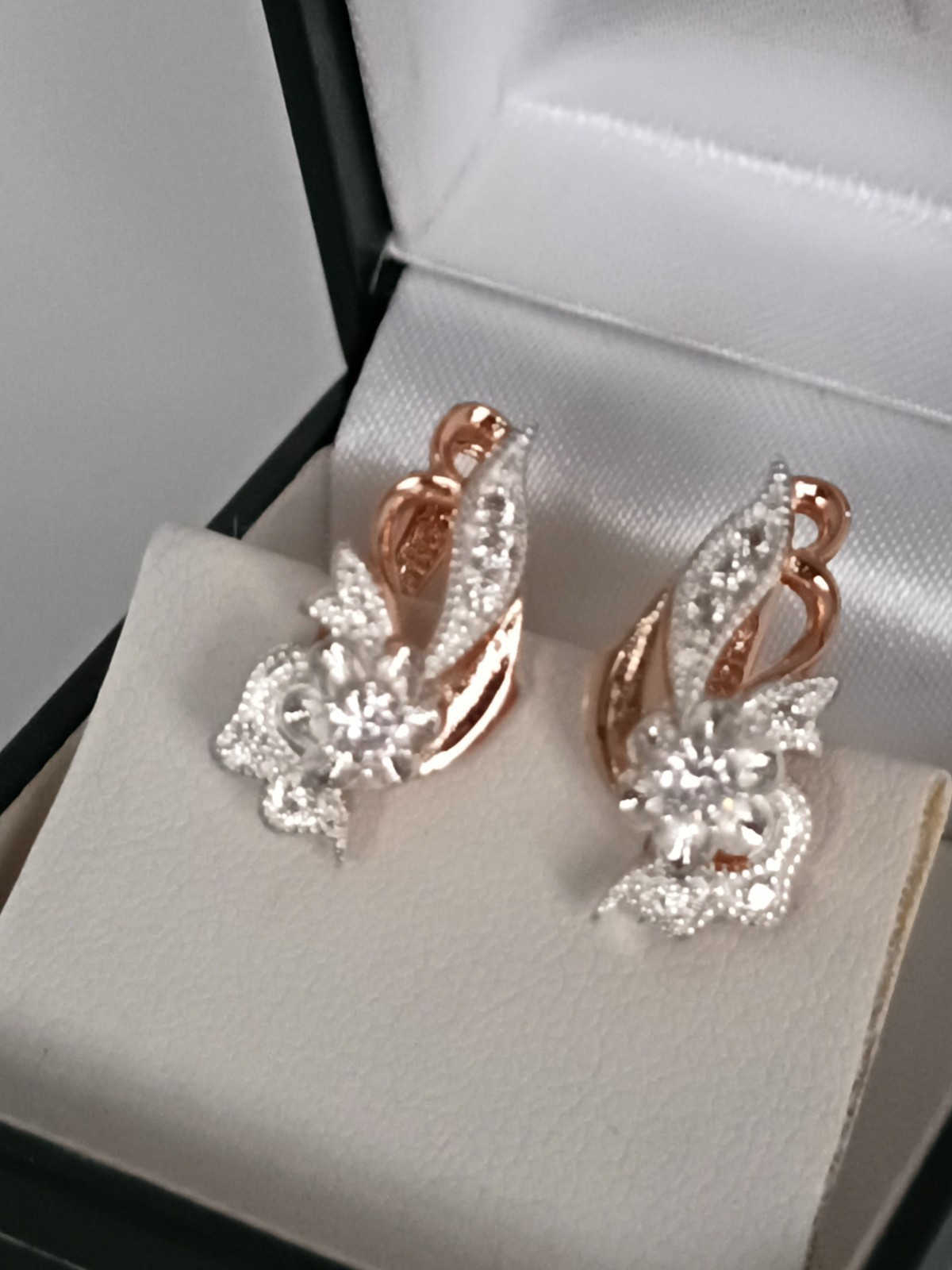 Vintage 1990-s 14 Ct Rolled Gold Zircons Earrings-Hallmarked 585 RG