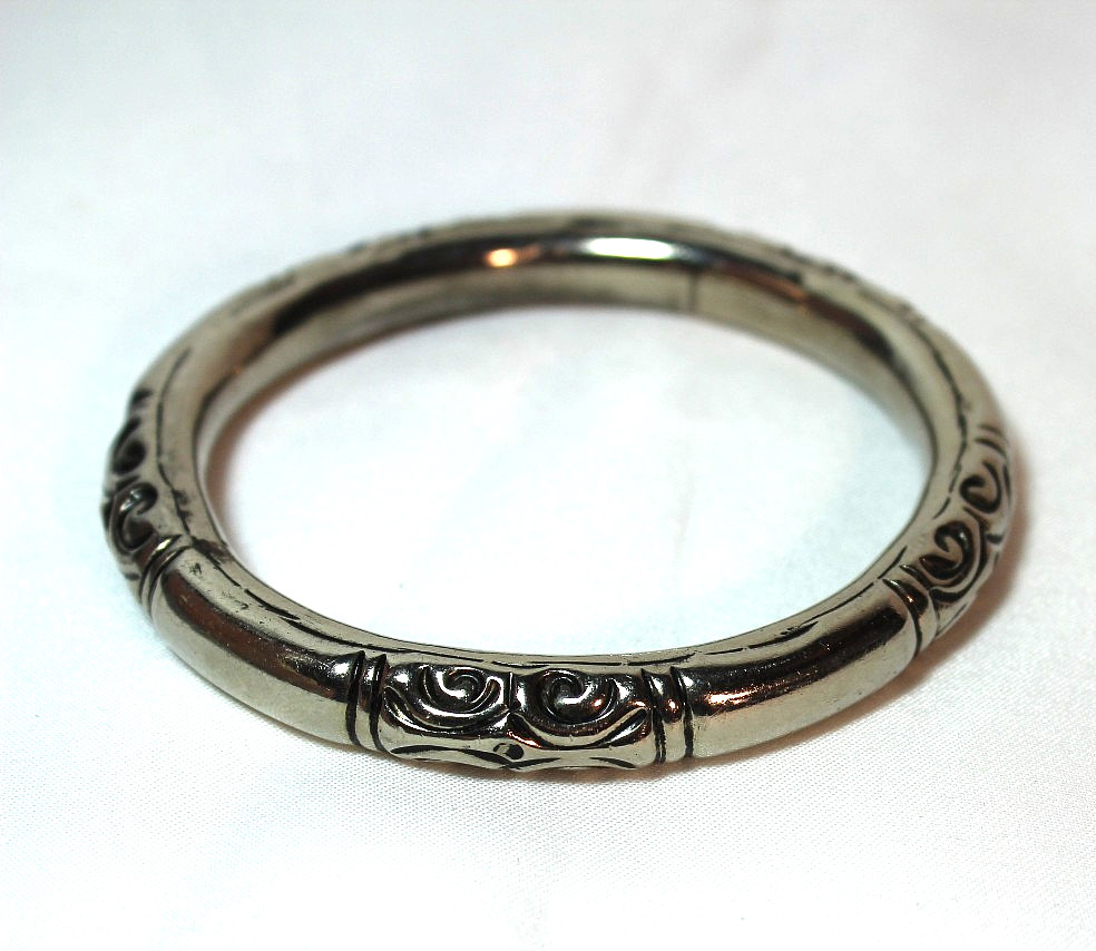 33.6g Vintage Deco Sterling Silver 925 Plated Chinese Rattling Bangle Bracelet