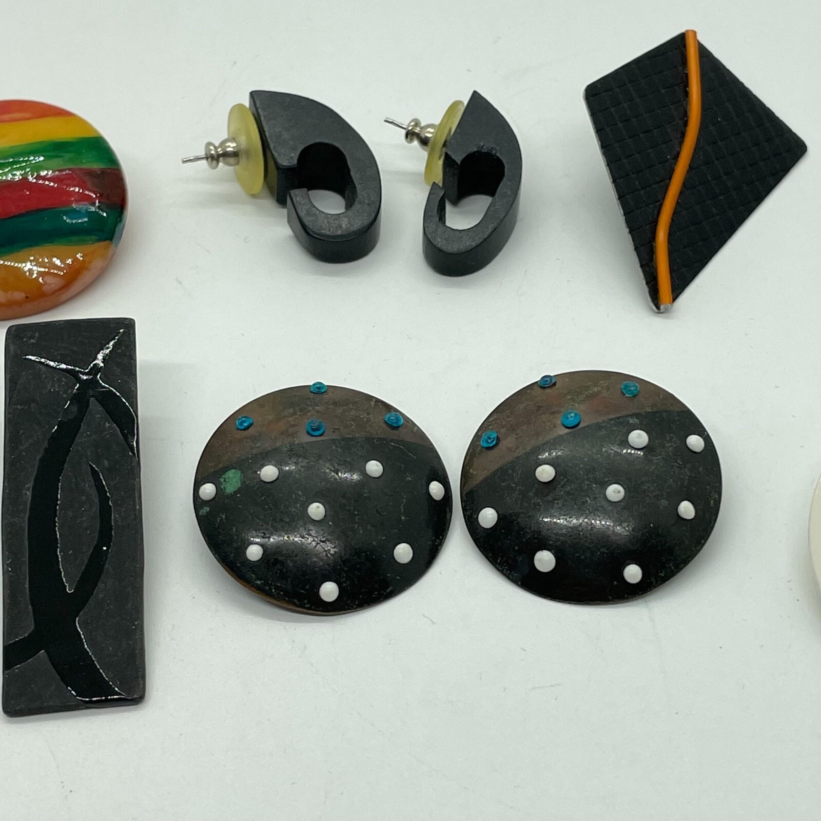 Lot of (6) Various Retro Mod 80’s Mix Shape & Material Post Earrings