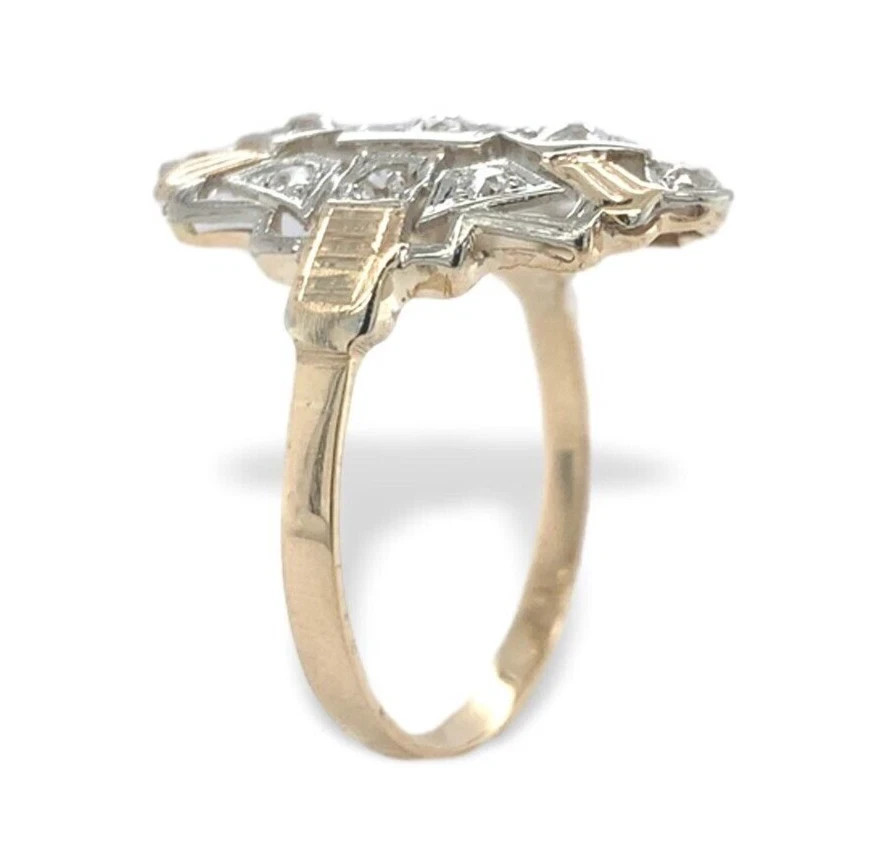 Vintage Art Deco Style Lab Created Diamond Engagement Wedding 14K Gold FN Ring