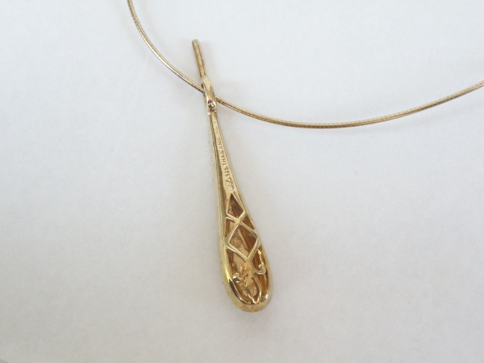 Dallas Prince Gold on Sterling Silver Modernist Marcasite Pendant Necklace