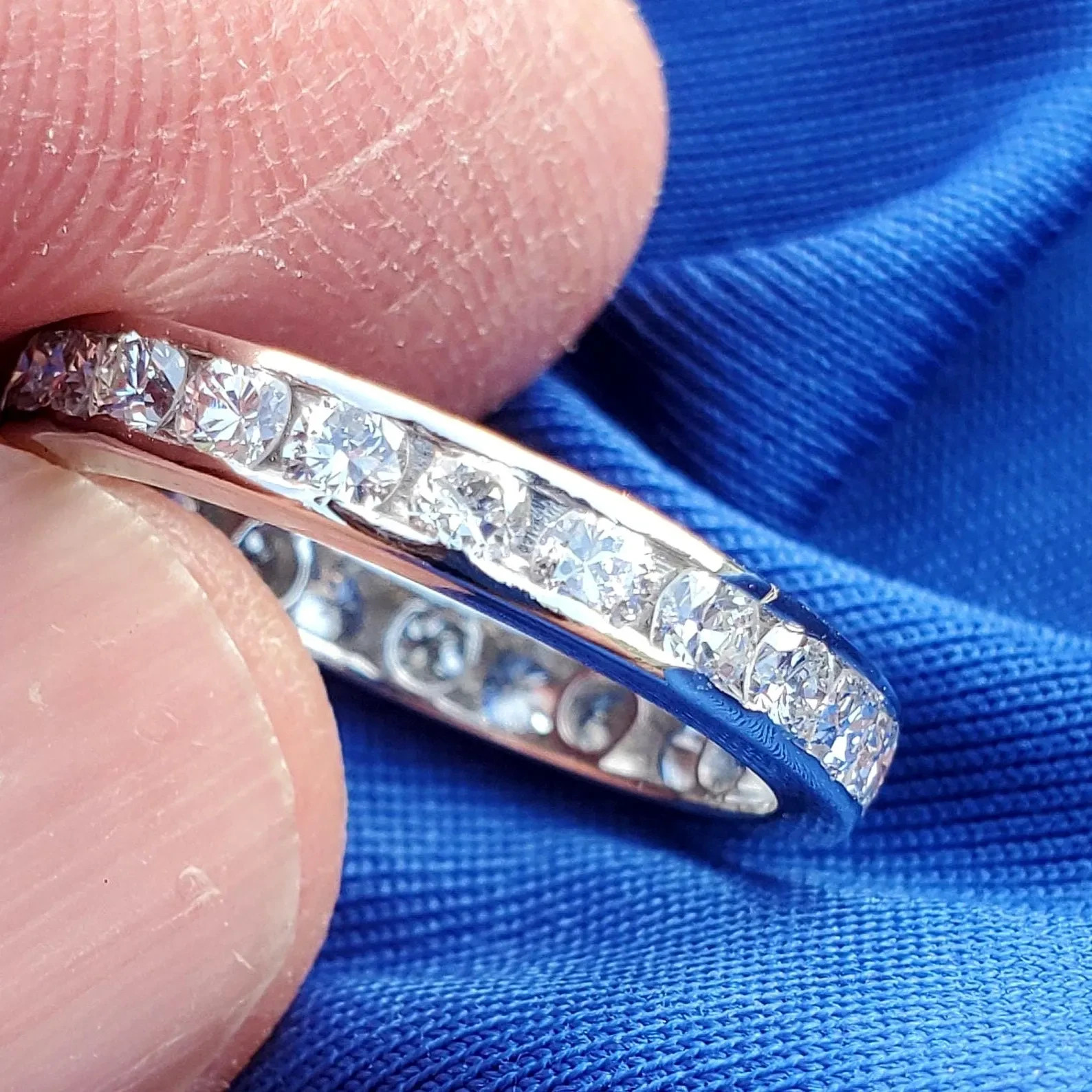 Original EARTH MINED DIAMOND Eternity Wedding Band Deco Style Anniversary Ring 6