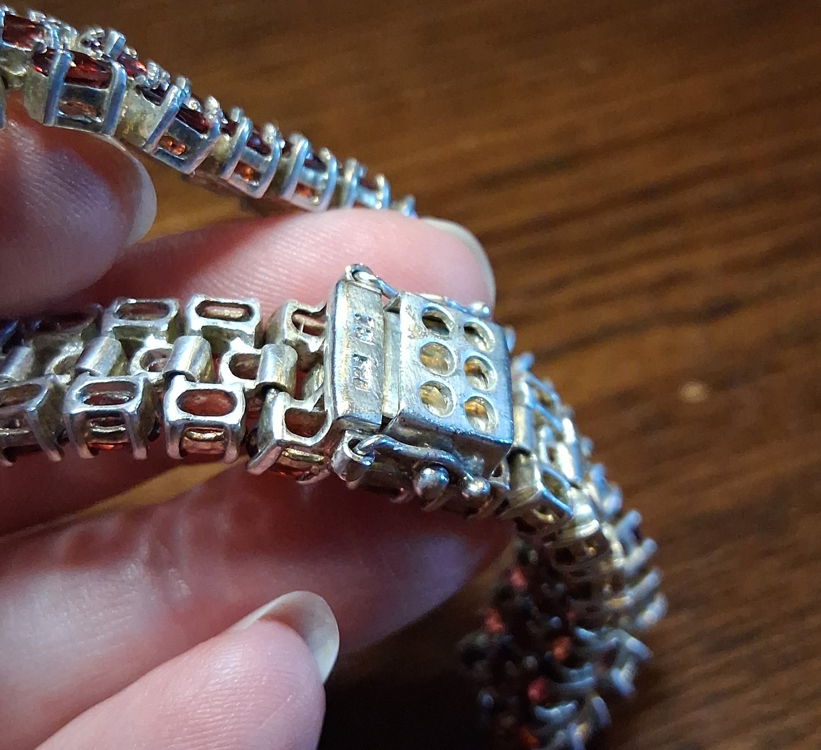 Vintage 1990s Sterling Garnet CZ Tennis Bracelet 37grams See Pics/Description