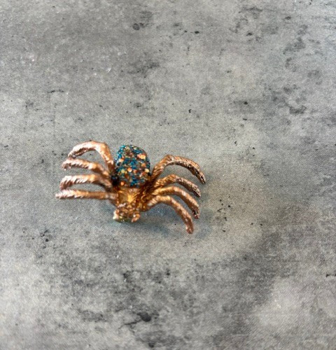Vintage Plastic Copper Colored Spider with glitter