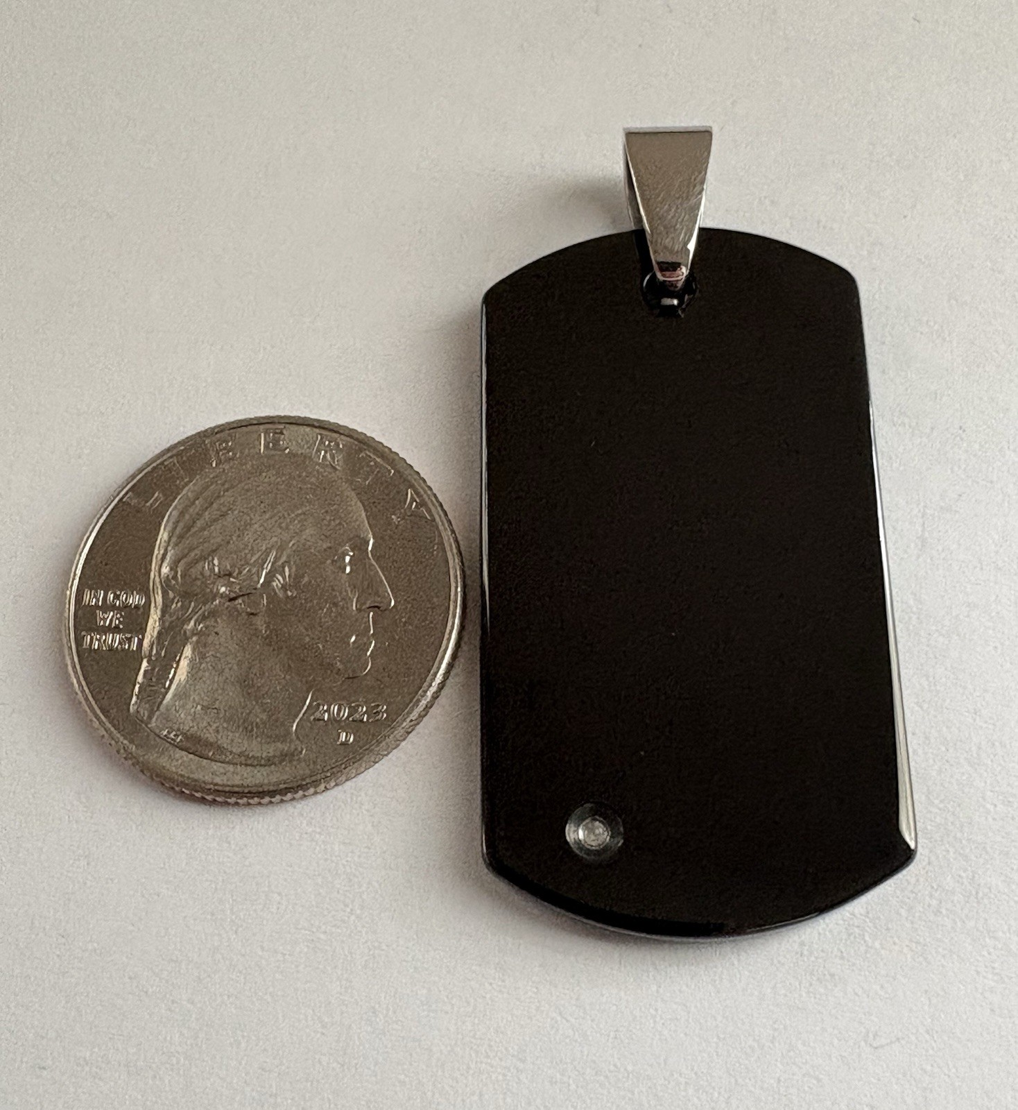 TUNGSTEN CARBIDE Diamond Black Dark Grey Dog Tag Pendant