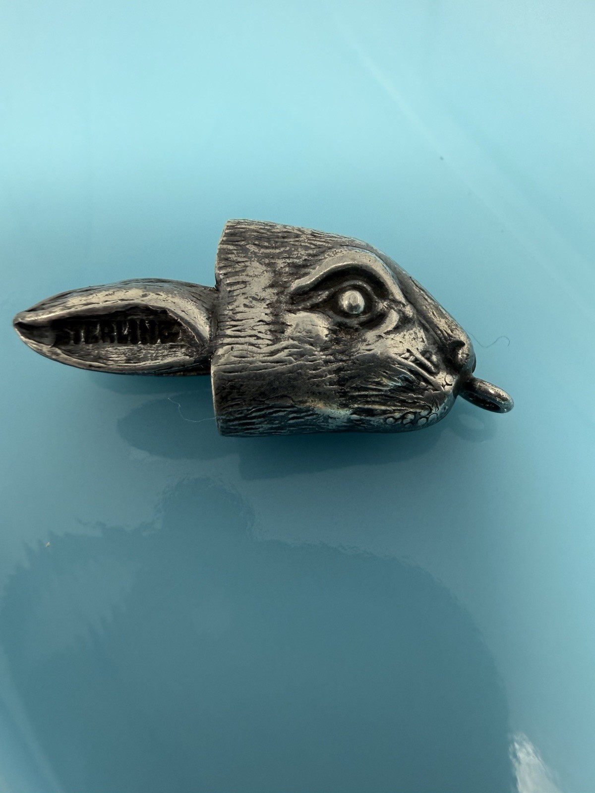 Vintage Bunny Rabbit Hare Head Good Luck Sterling Silver For Foot Charm 2.6g