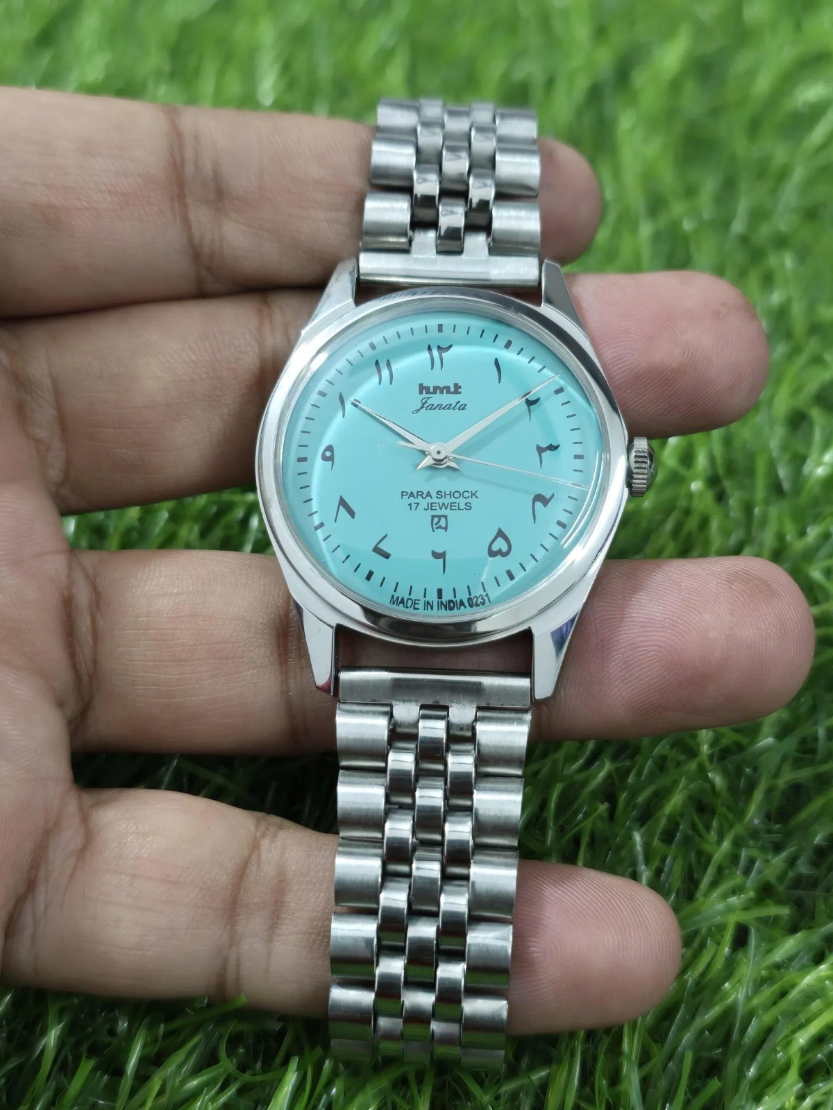 Vintage Hmt Janata Hand Winding Men Steel Transparent Back Refurbished Watch