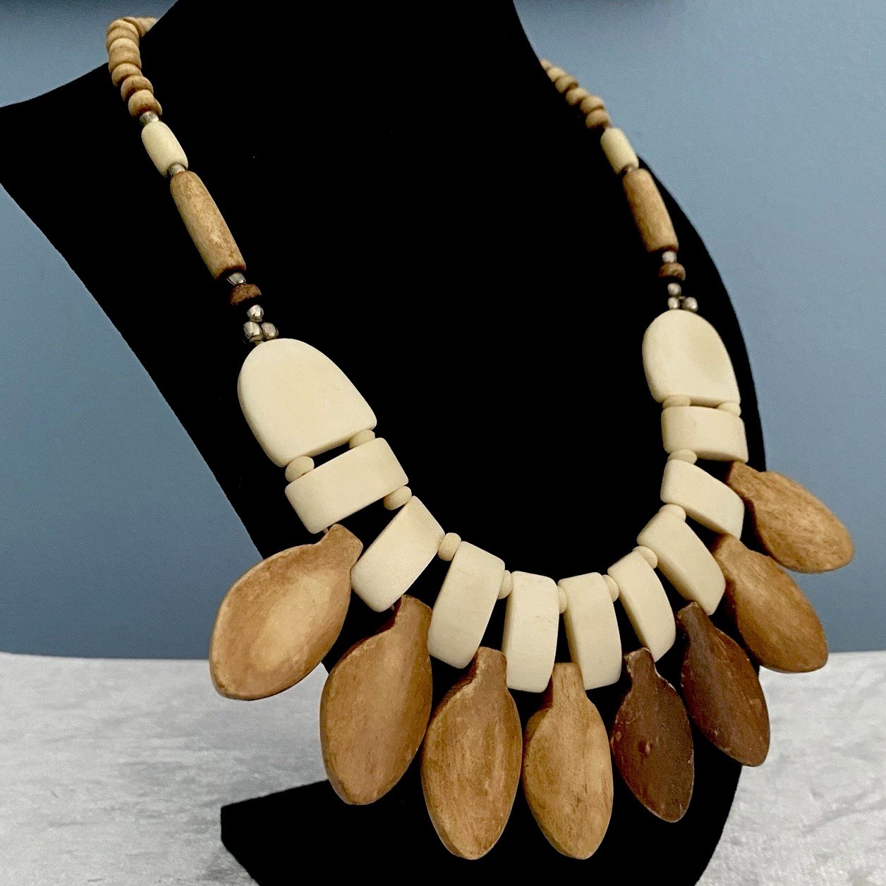 African Tribal Bib Necklace Statement Beaded Vintage Bohemian Native Ethnic