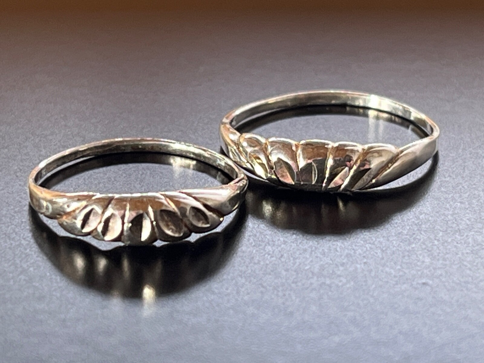 VTG Lot of 2 Handcrafted 925 Silver Stackable Rings Approx Size 7 Detailed 2.27G