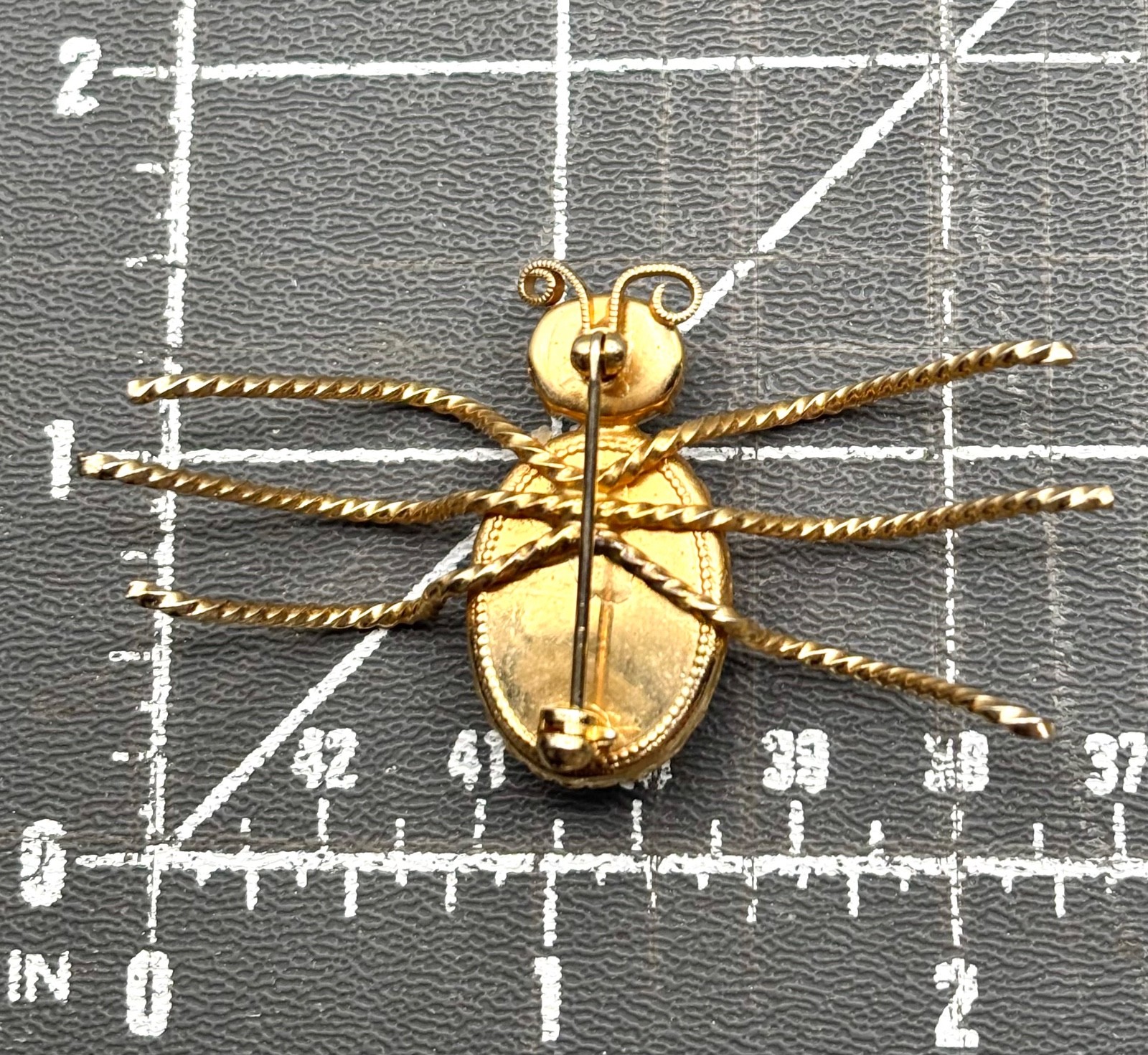 VINTAGE Moon Glow glass Spider Brooch Figural Insect PIN Fancy Fashion BUG
